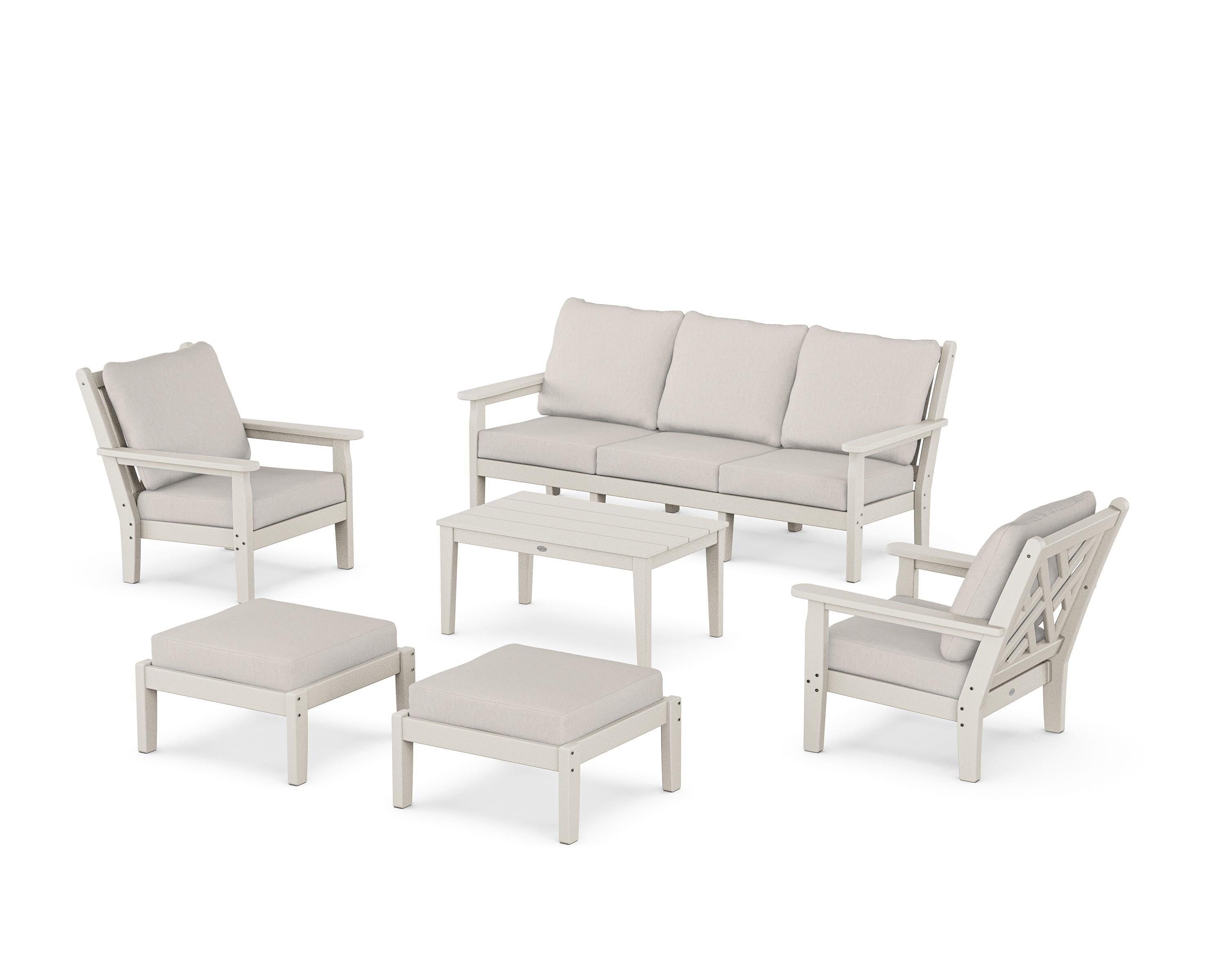 POLYWOOD Chippendale 6-Piece Lounge Sofa Set in Sand / Cast Ash