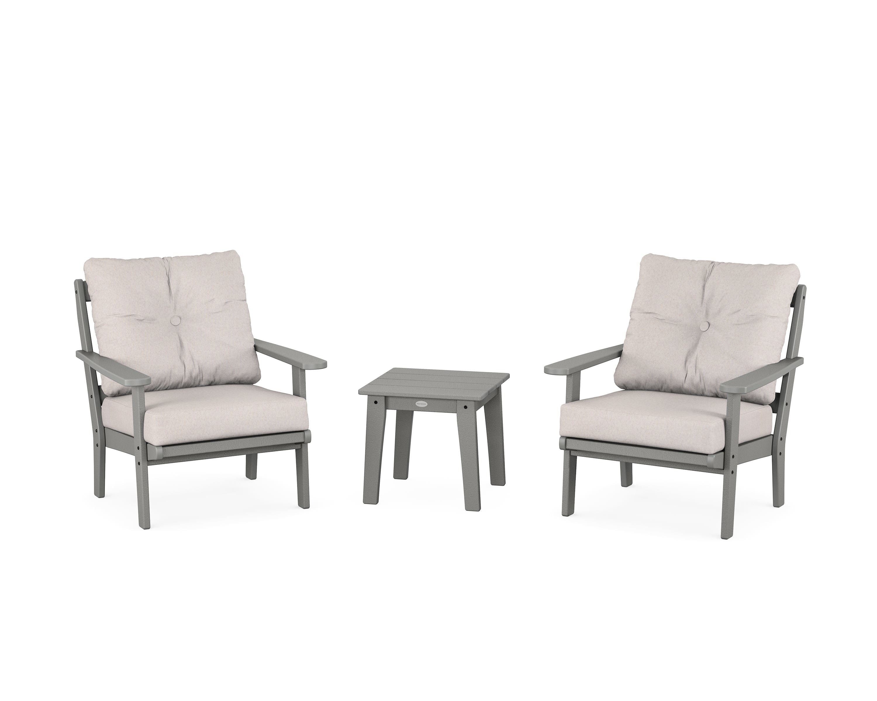 POLYWOOD Mission 3-Piece Deep Seating Set in Slate Grey / Dune Burlap
