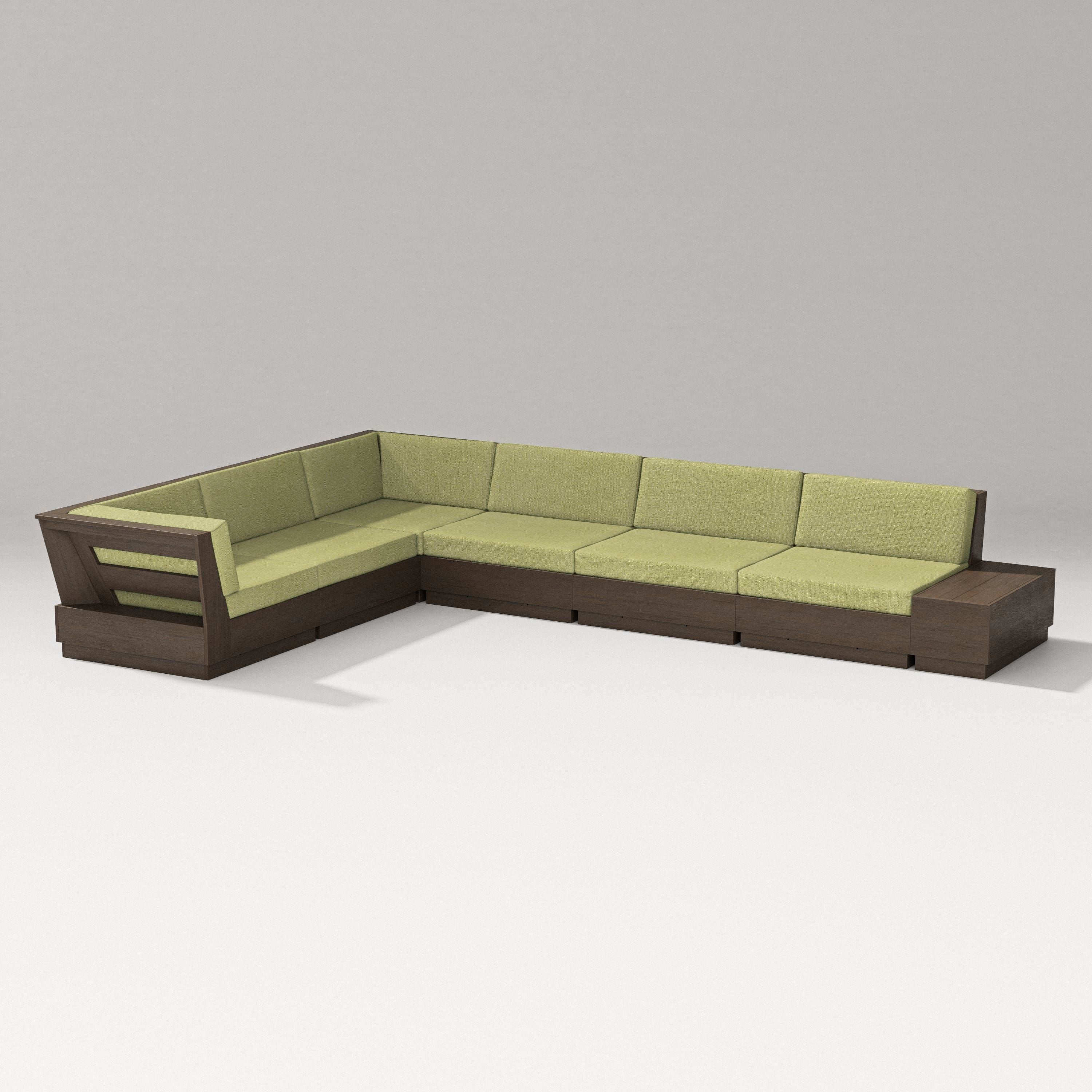 PW Designer Series Elevate 7-Piece Corner Sectional in Kona / Chartreuse Boucle