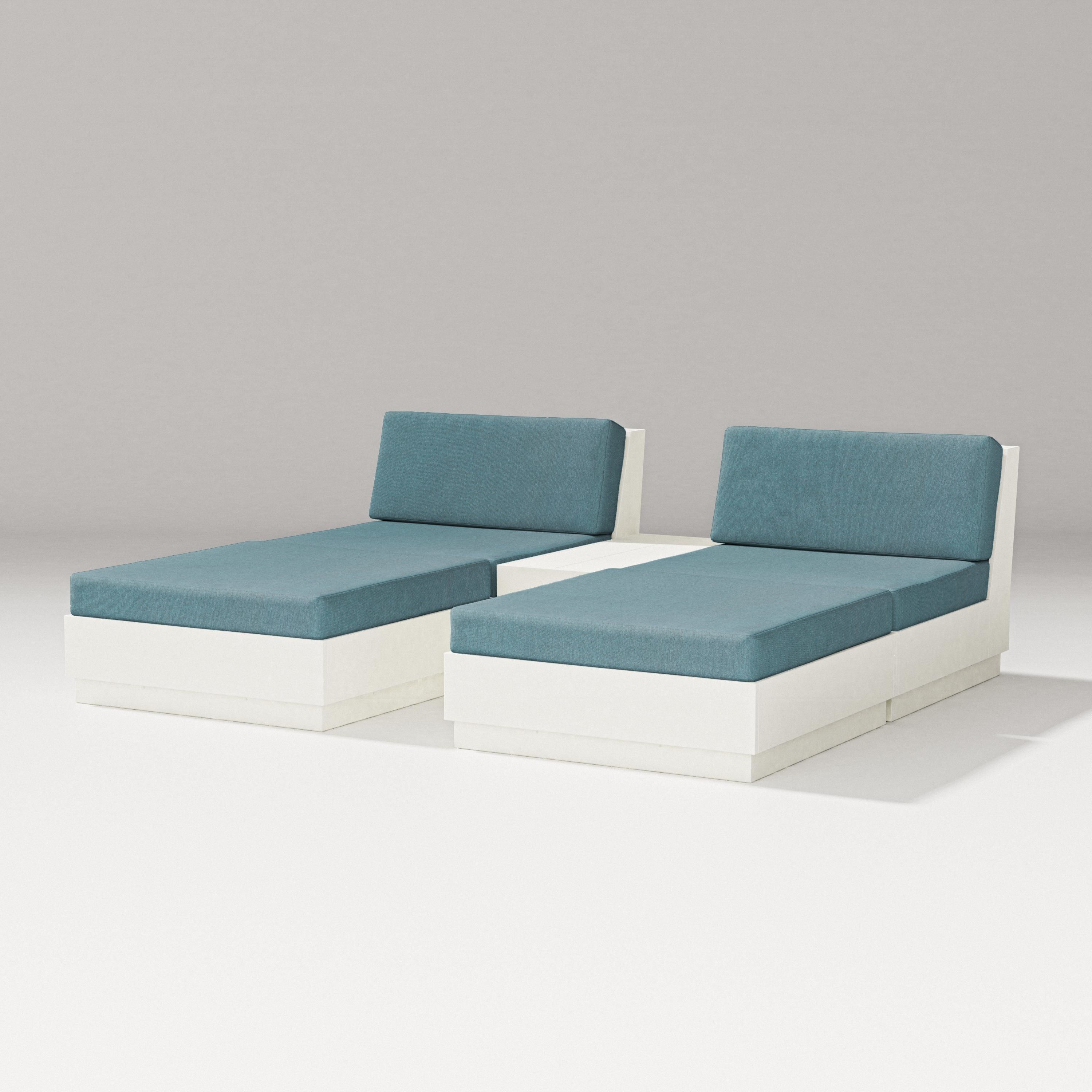 PW Designer Series Elevate Double Chaise Set in Vintage White / Ocean Teal