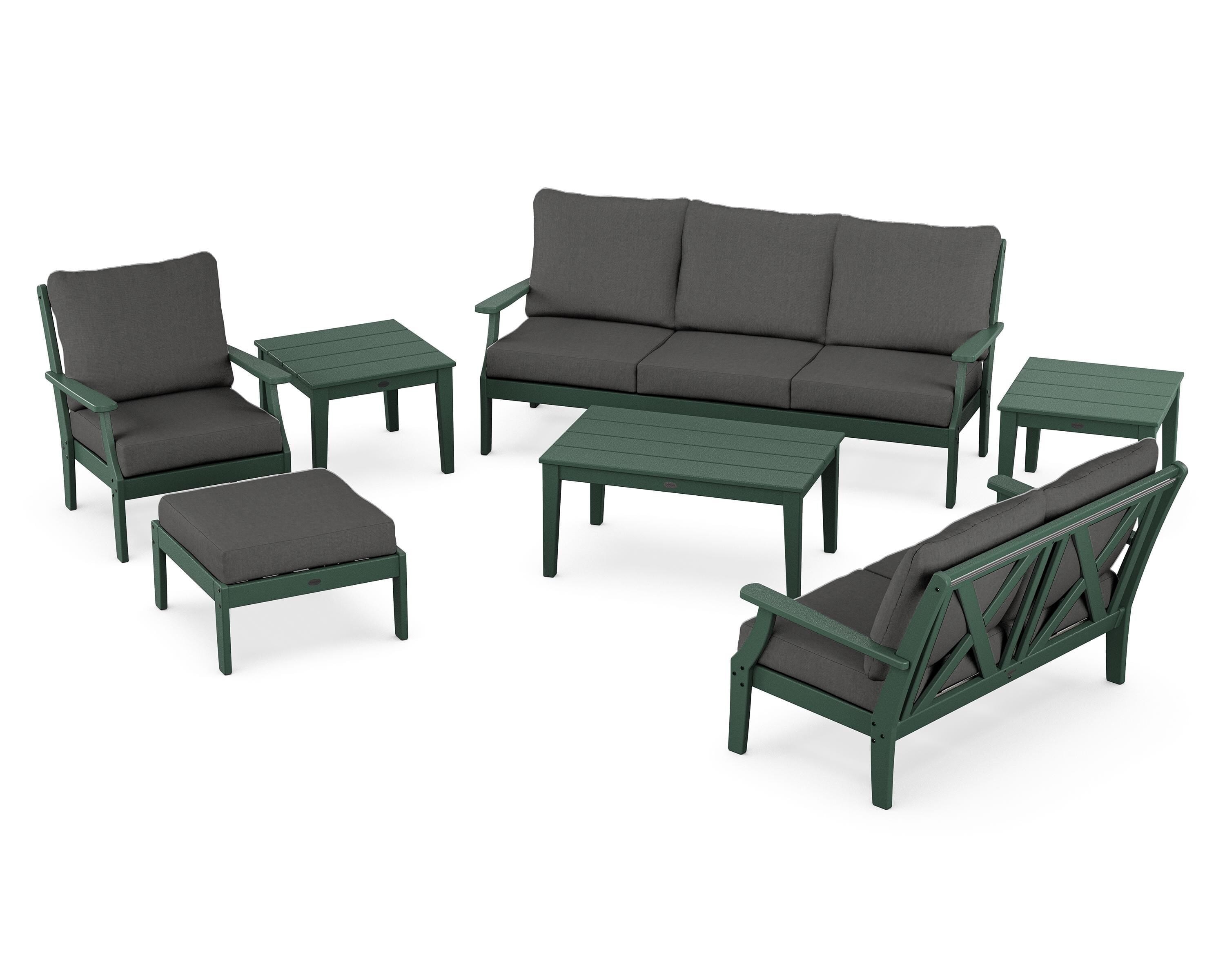 POLYWOOD Braxton 7-Piece Deep Seating Set in Green / Spectrum Carbon