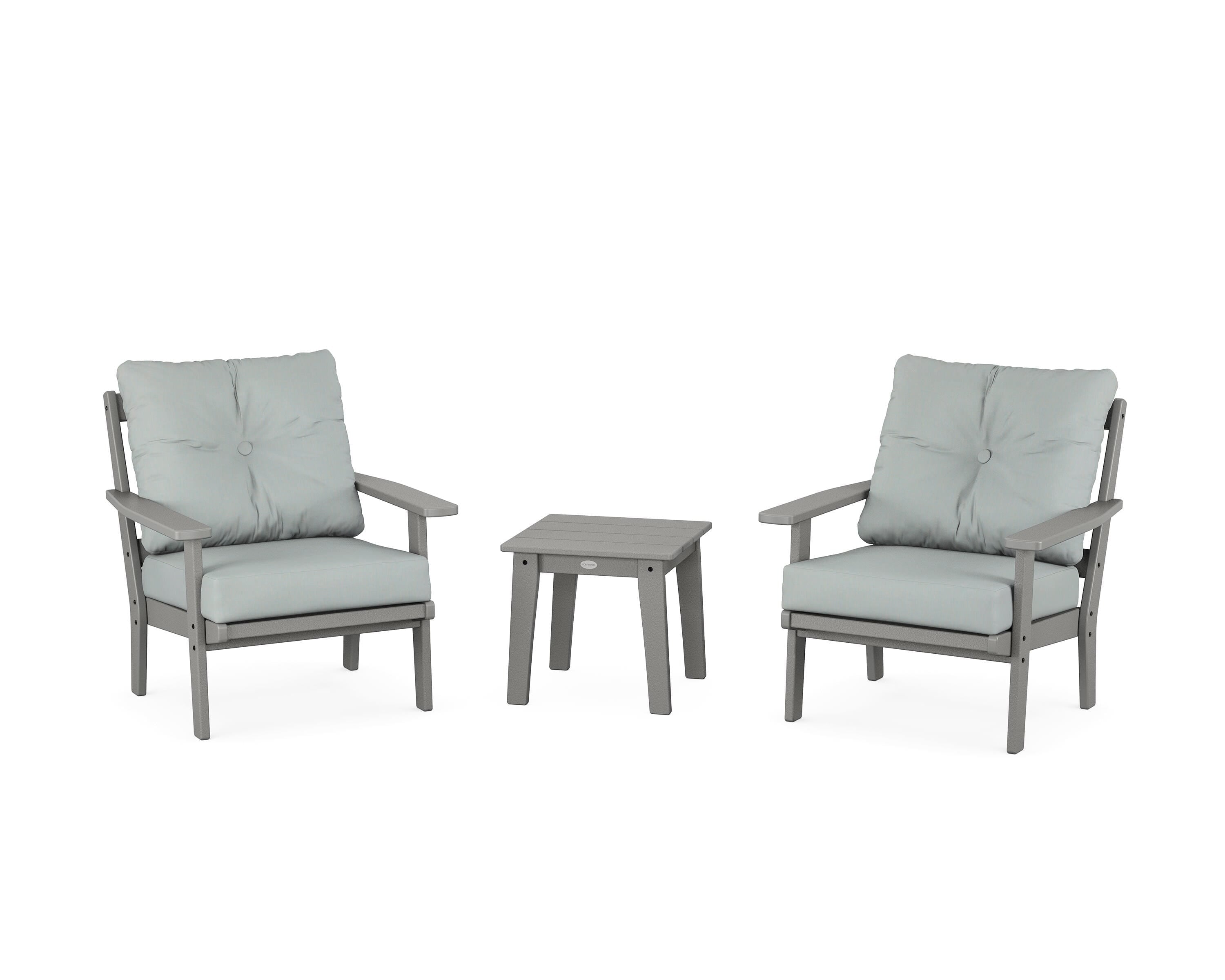 POLYWOOD Prairie 3-Piece Deep Seating Set in Slate Grey / Spa