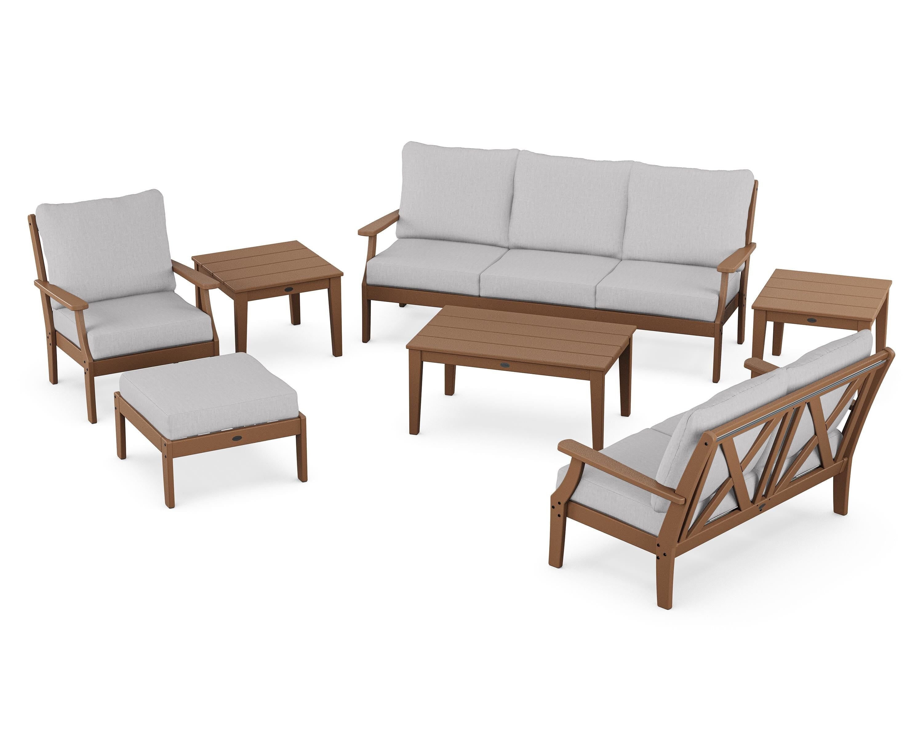 POLYWOOD Braxton 7-Piece Deep Seating Set in Teak / Granite