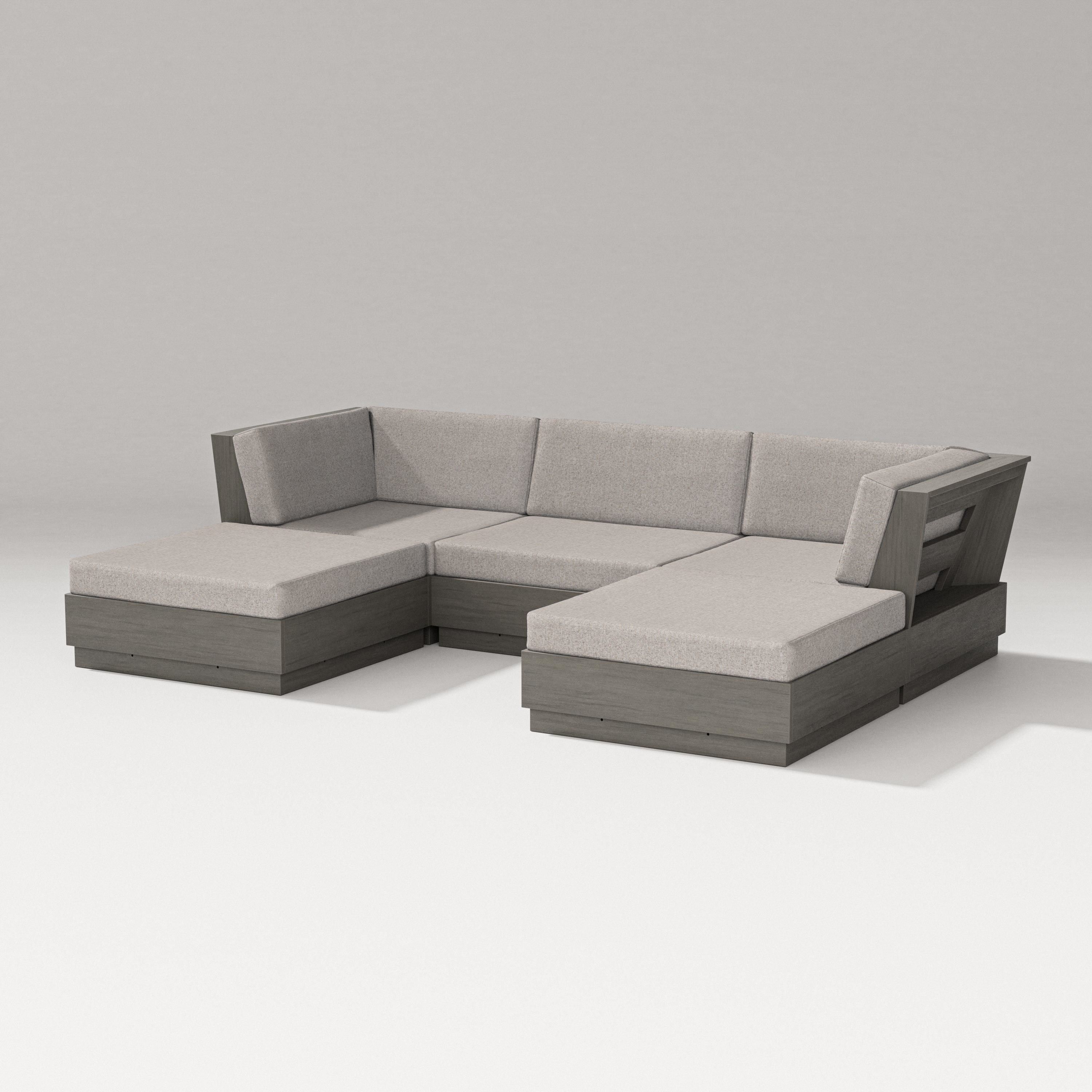 PW Designer Series Elevate Double Chaise Sectional in Driftwood / Weathered Tweed