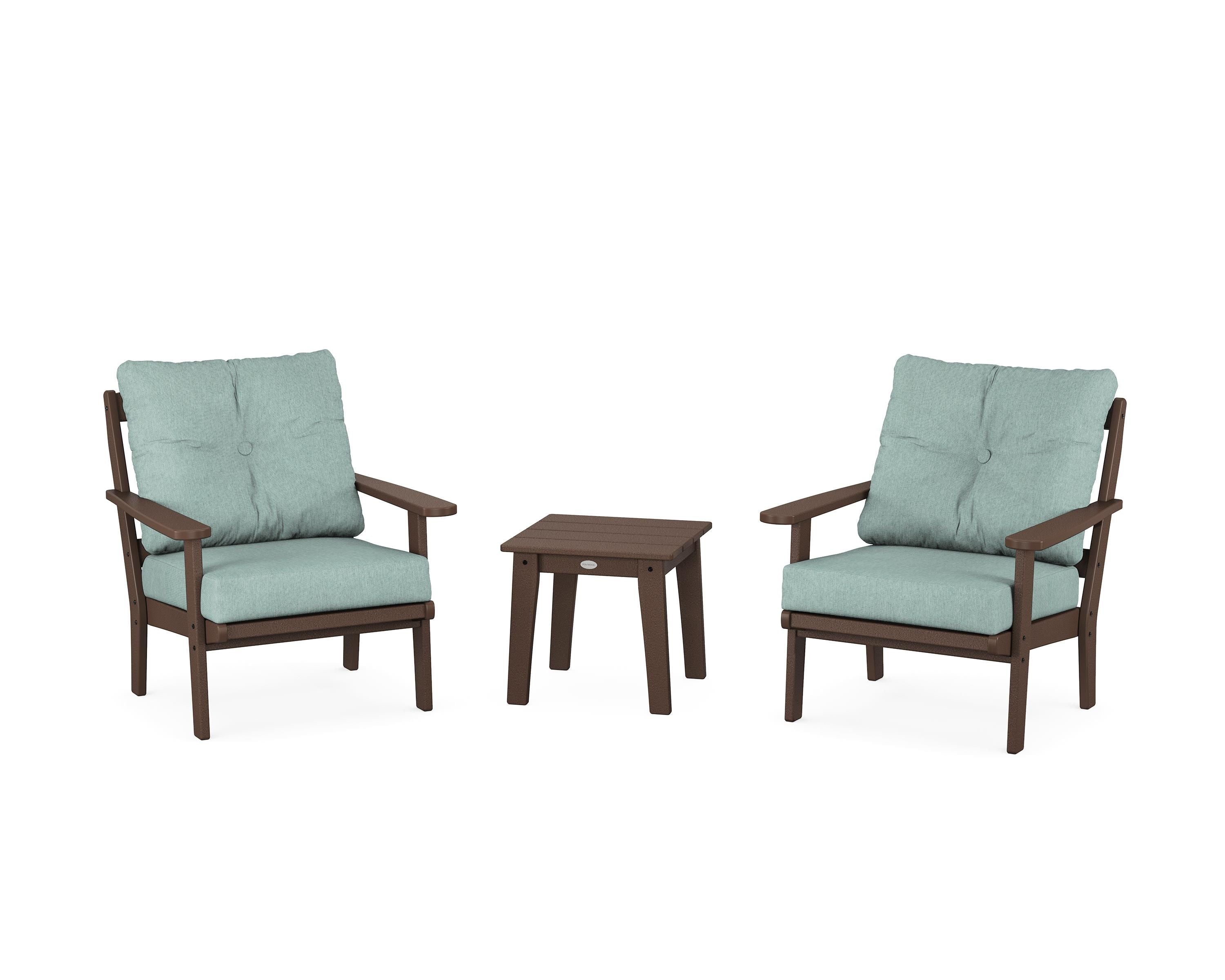 POLYWOOD Mission 3-Piece Deep Seating Set in Mahogany / Glacier Spa