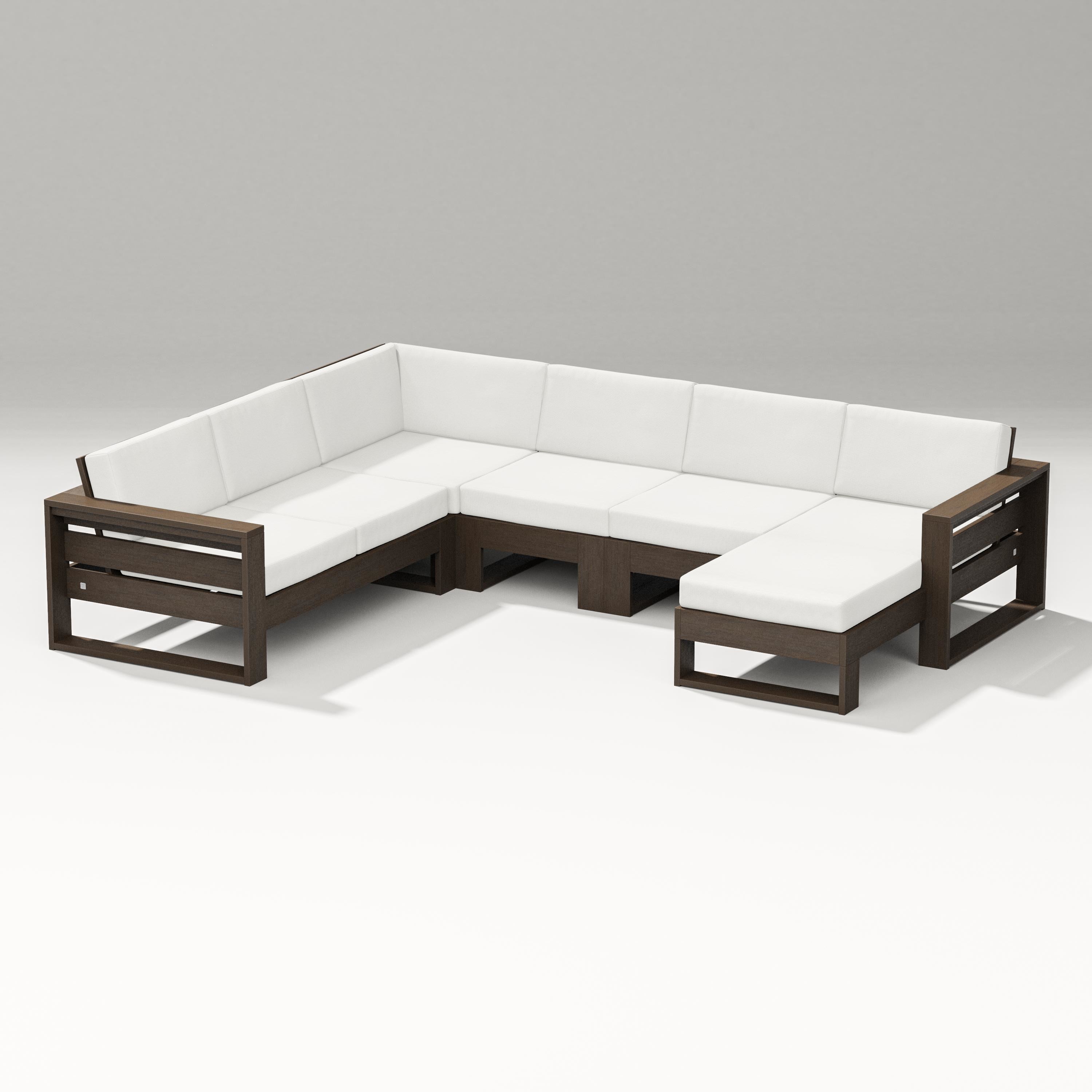PW Designer Series Latitude Corner Sectional with Right Chaise in Kona / Natural Linen