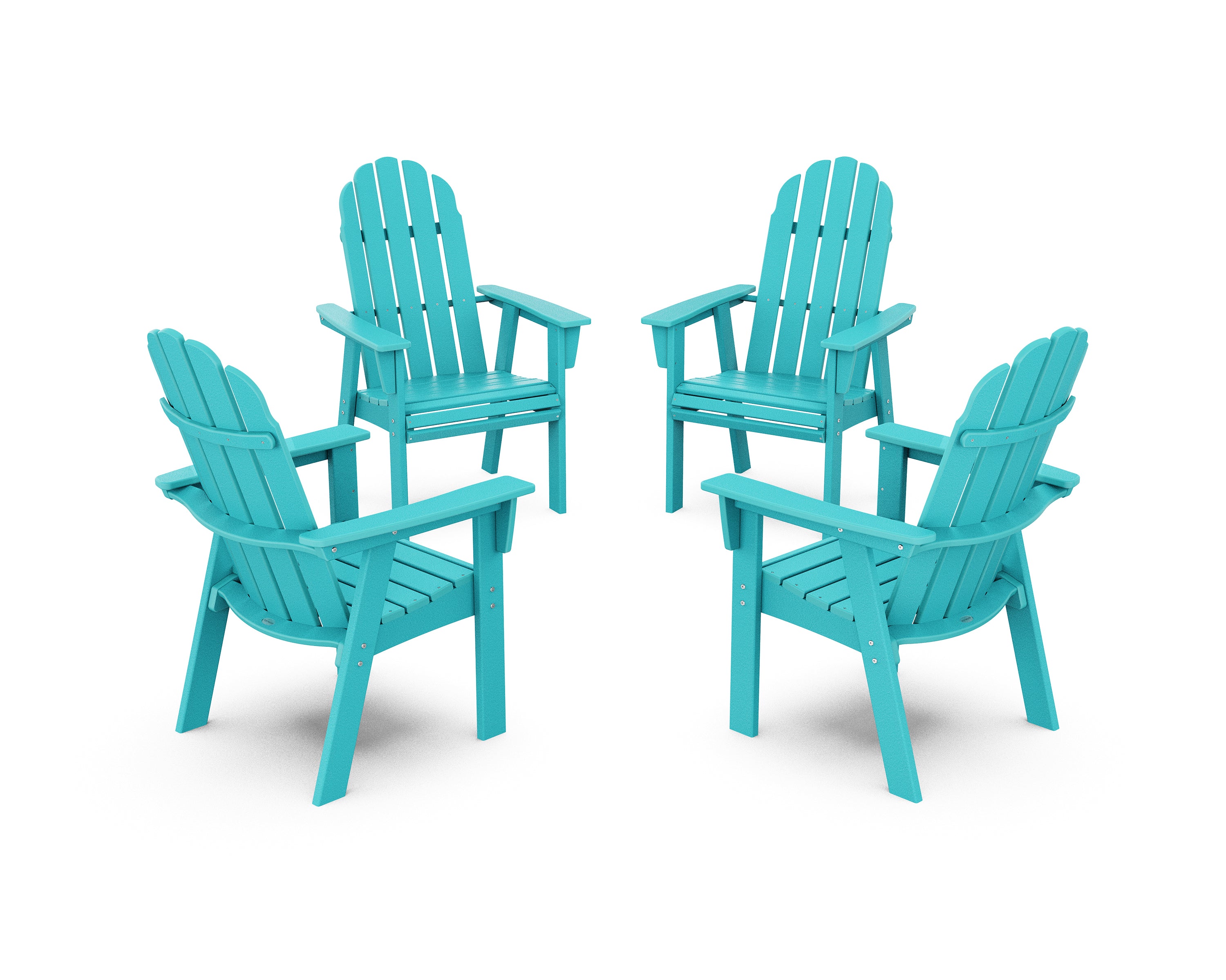 POLYWOOD® Vineyard 4-Piece Curveback Upright Adirondack Conversation Set in Aruba