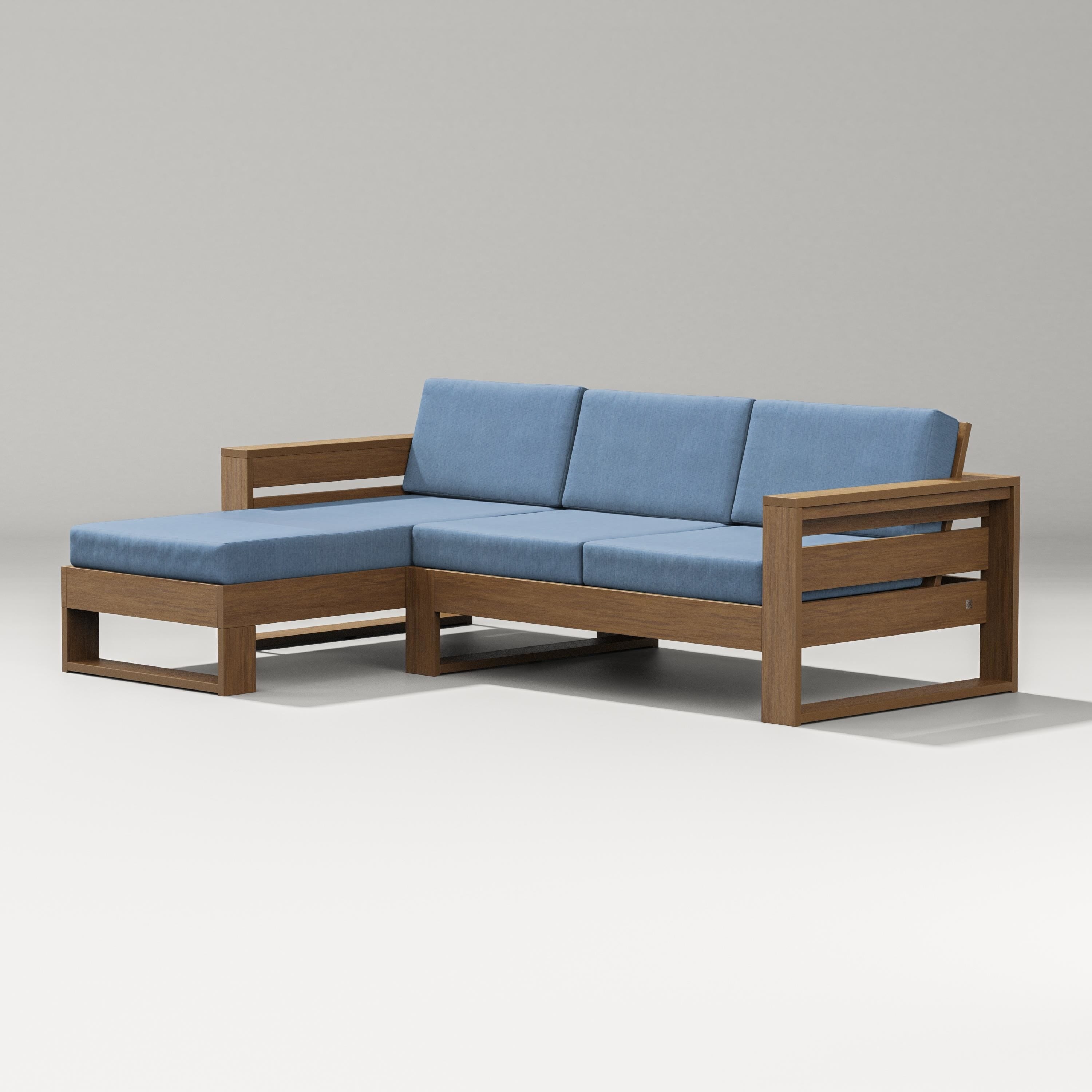 PW Designer Series Latitude Left Chaise Sectional in Natural / Sky Blue