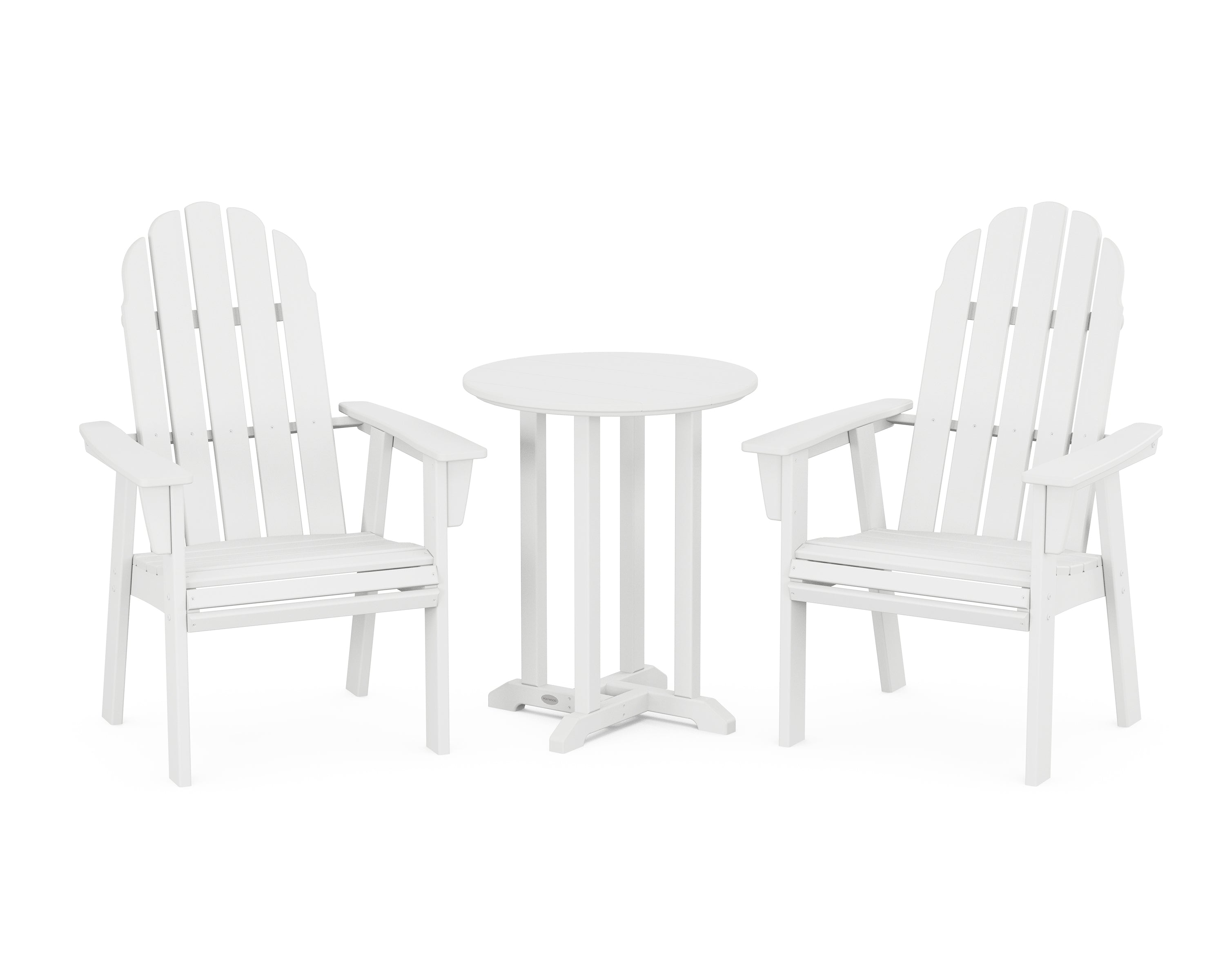 POLYWOOD Vineyard Adirondack 3-Piece Round Bistro Dining Set in White