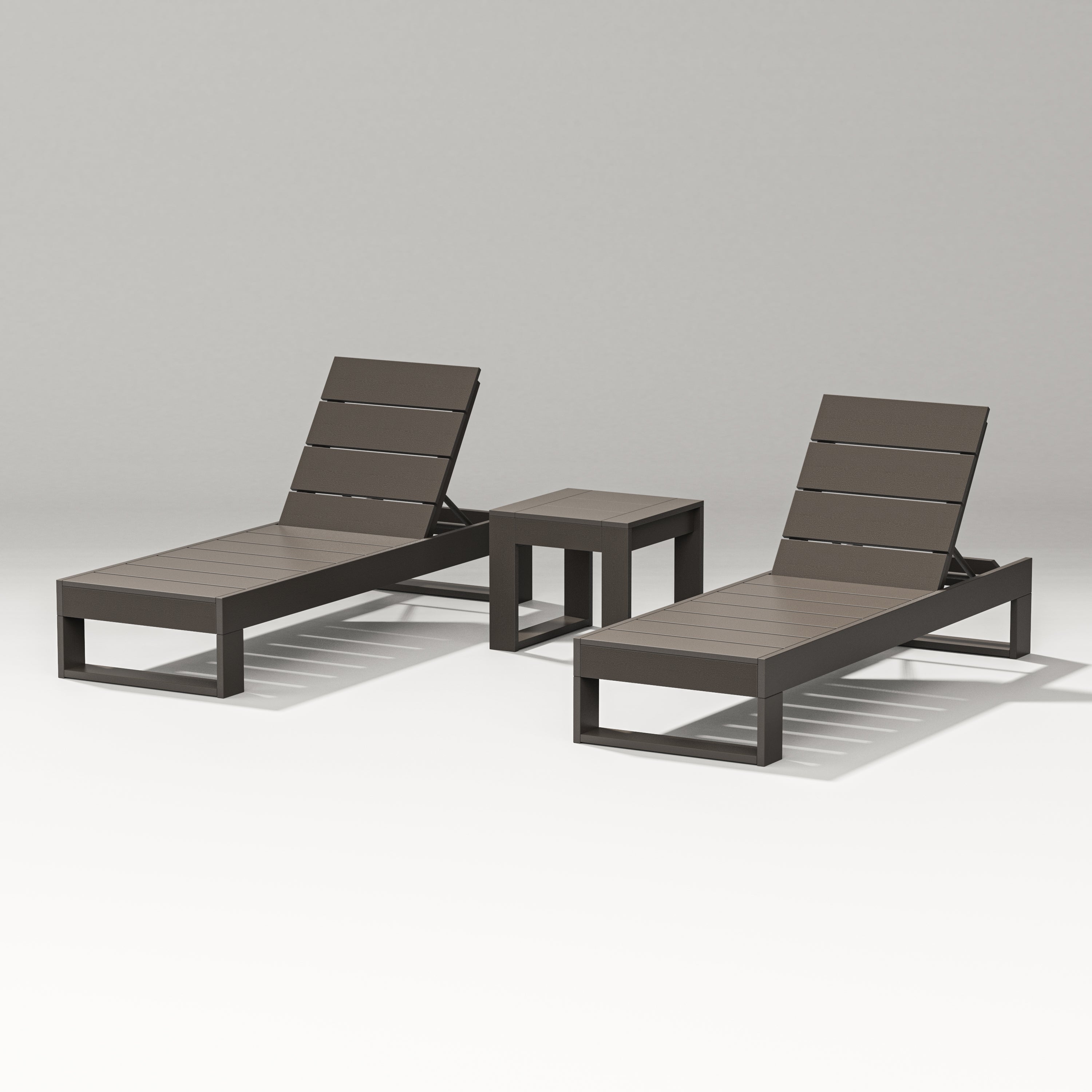 PW Designer Series Latitude 3-Piece Lounge Chaise Set in Vintage Coffee