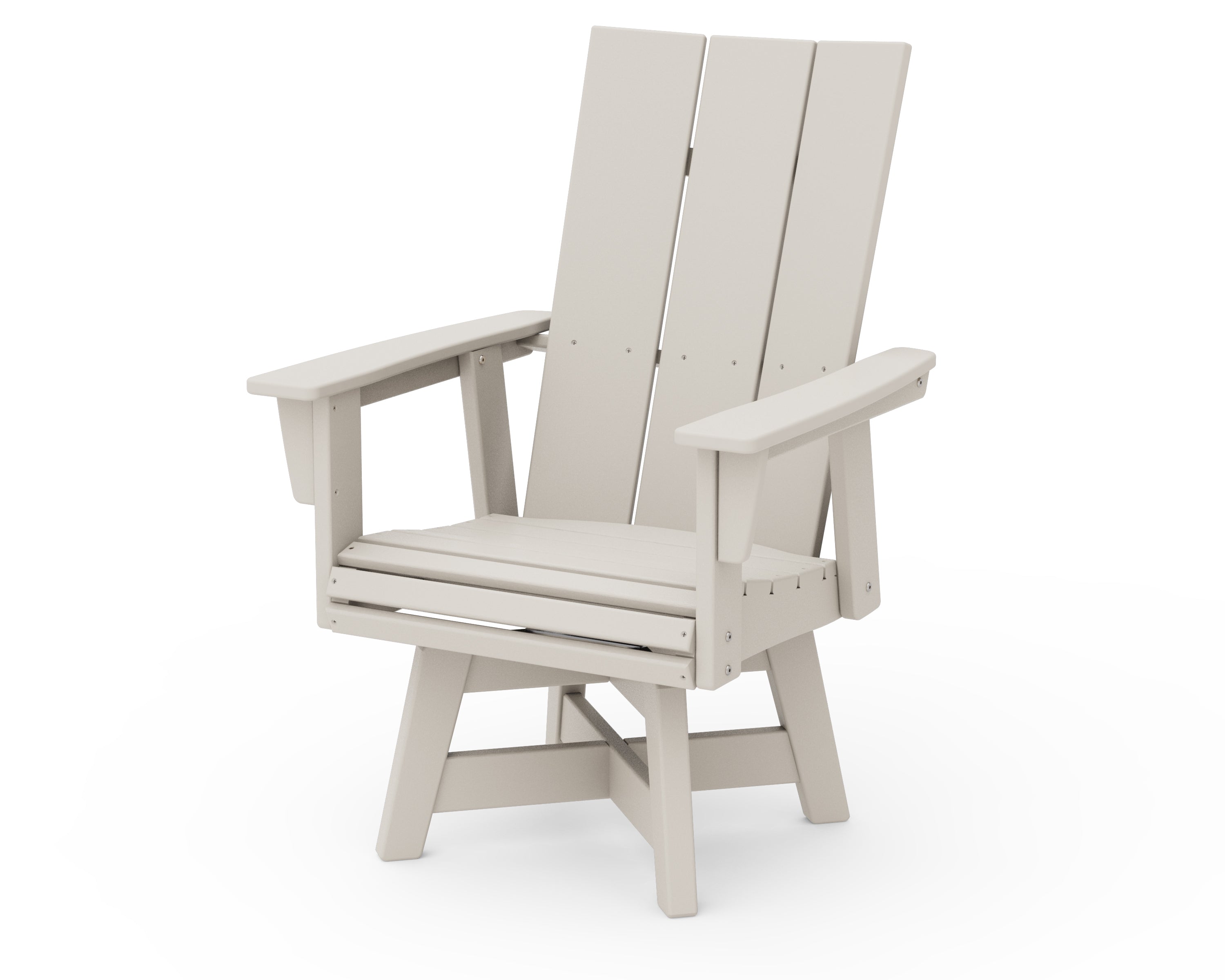POLYWOOD Modern Curveback Adirondack Swivel Dining Chair in Sand