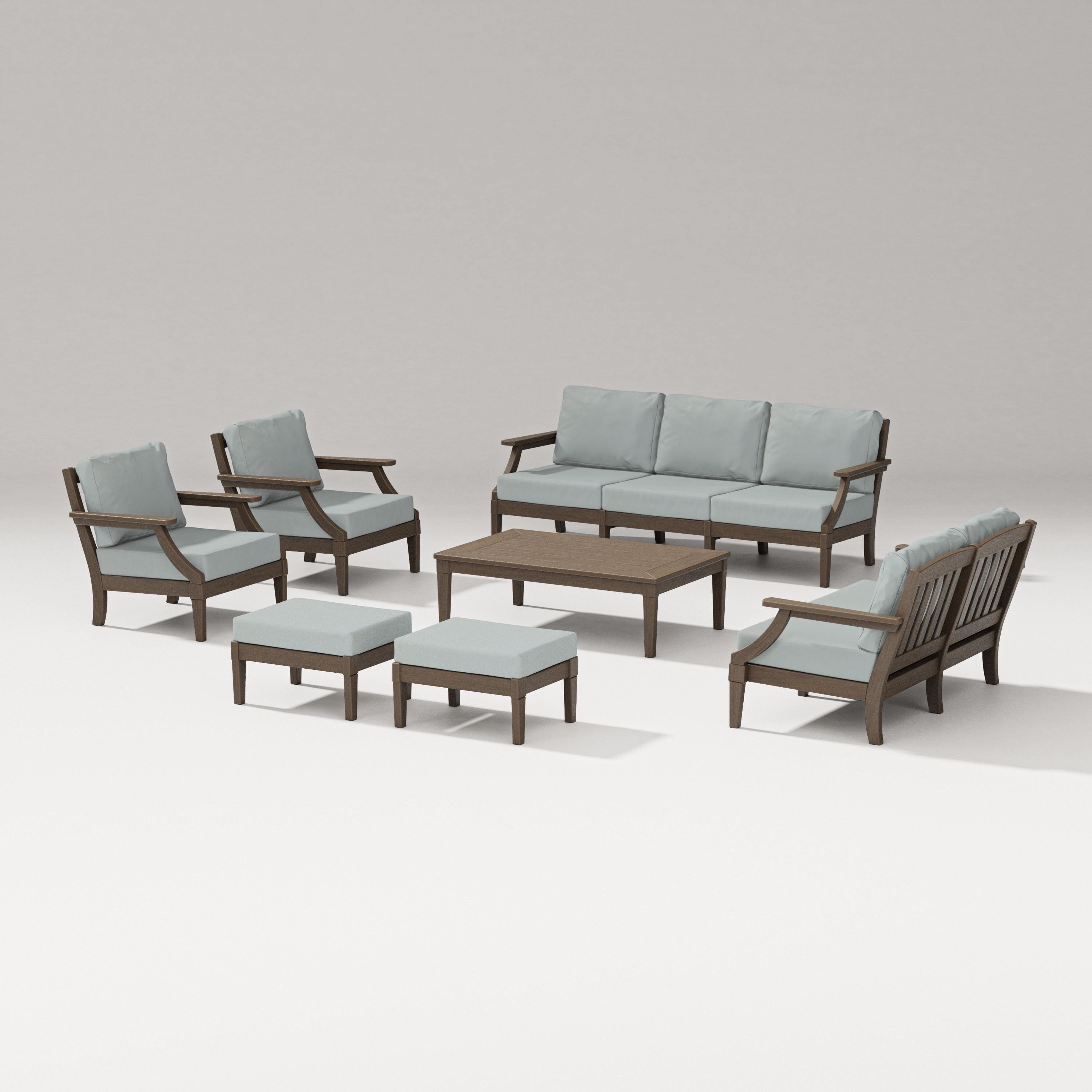 PW Designer Series Estate 7-Piece Lounge Sofa Set in Kona / Spa
