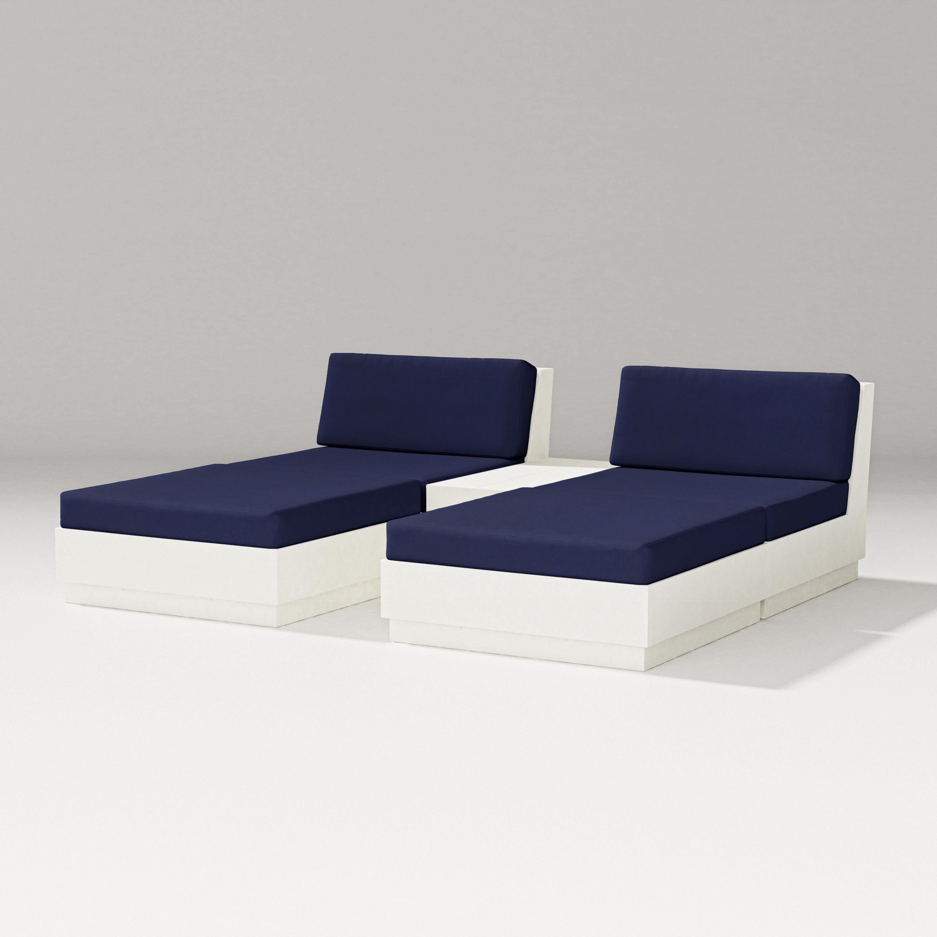 PW Designer Series Elevate Double Chaise Set in Vintage White / Navy
