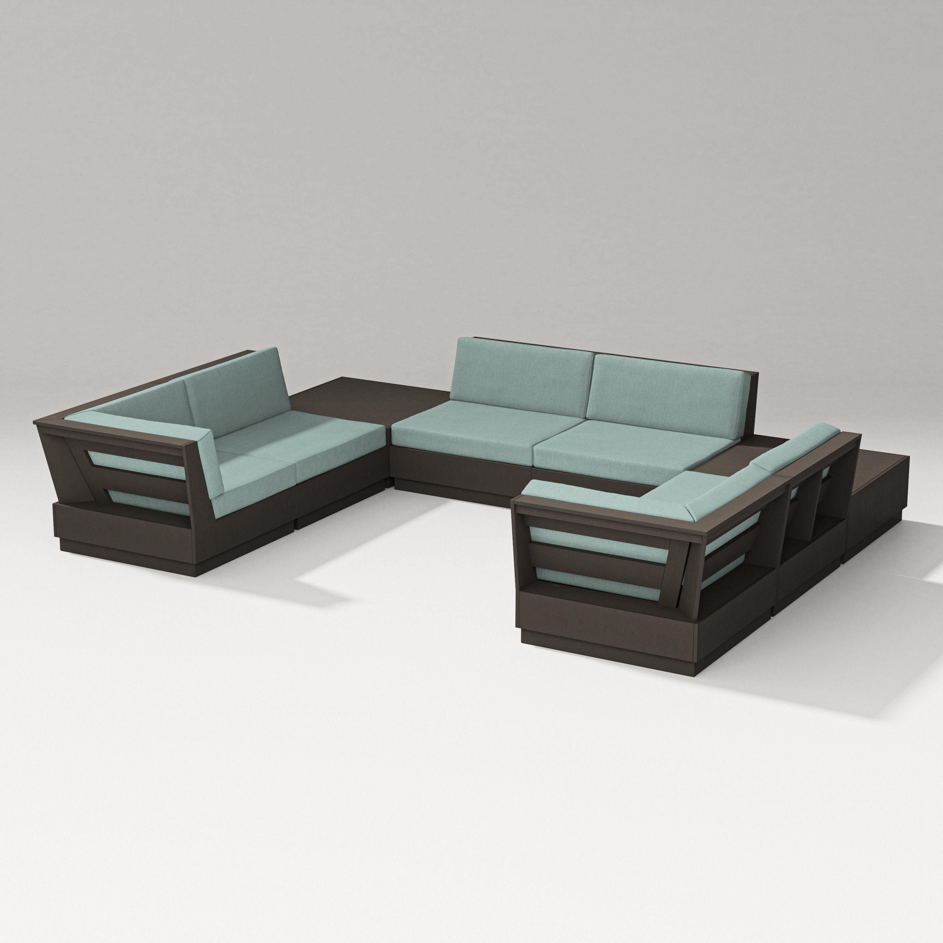 PW Designer Series Elevate 8-Piece U-Shaped Sectional in Vintage Coffee / Glacier Spa