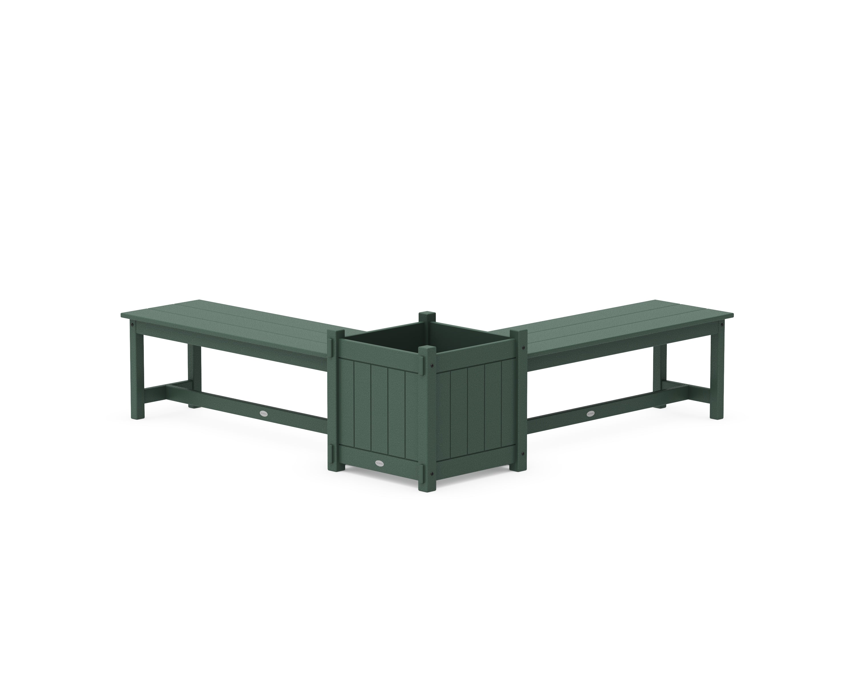 POLYWOOD 48" Vineyard L- Shaped Planter Bench Set- Large in Green