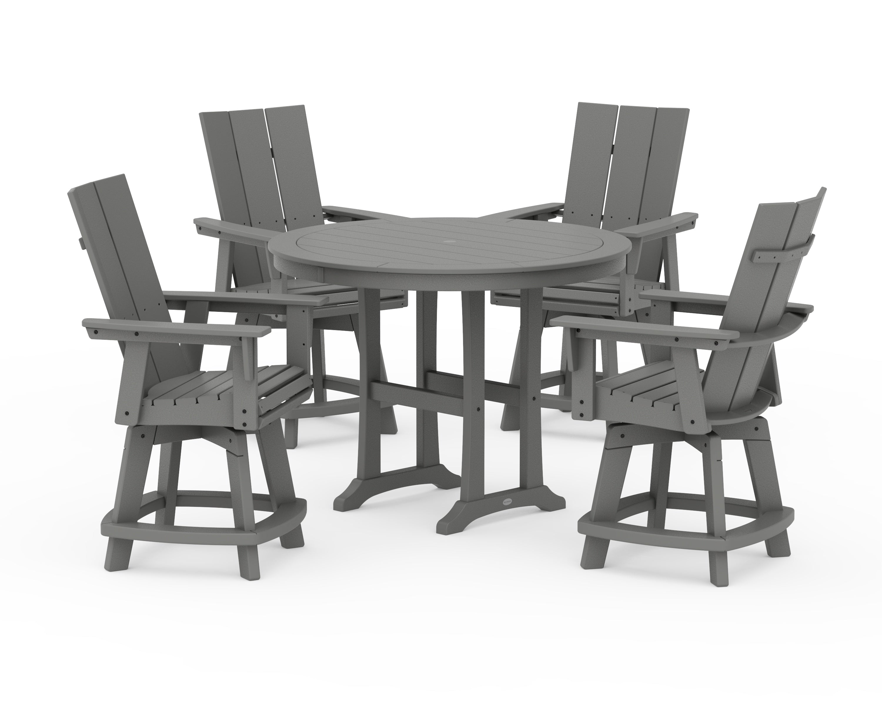 POLYWOOD 5-Piece Modern Swivel Counter Set in Slate Grey