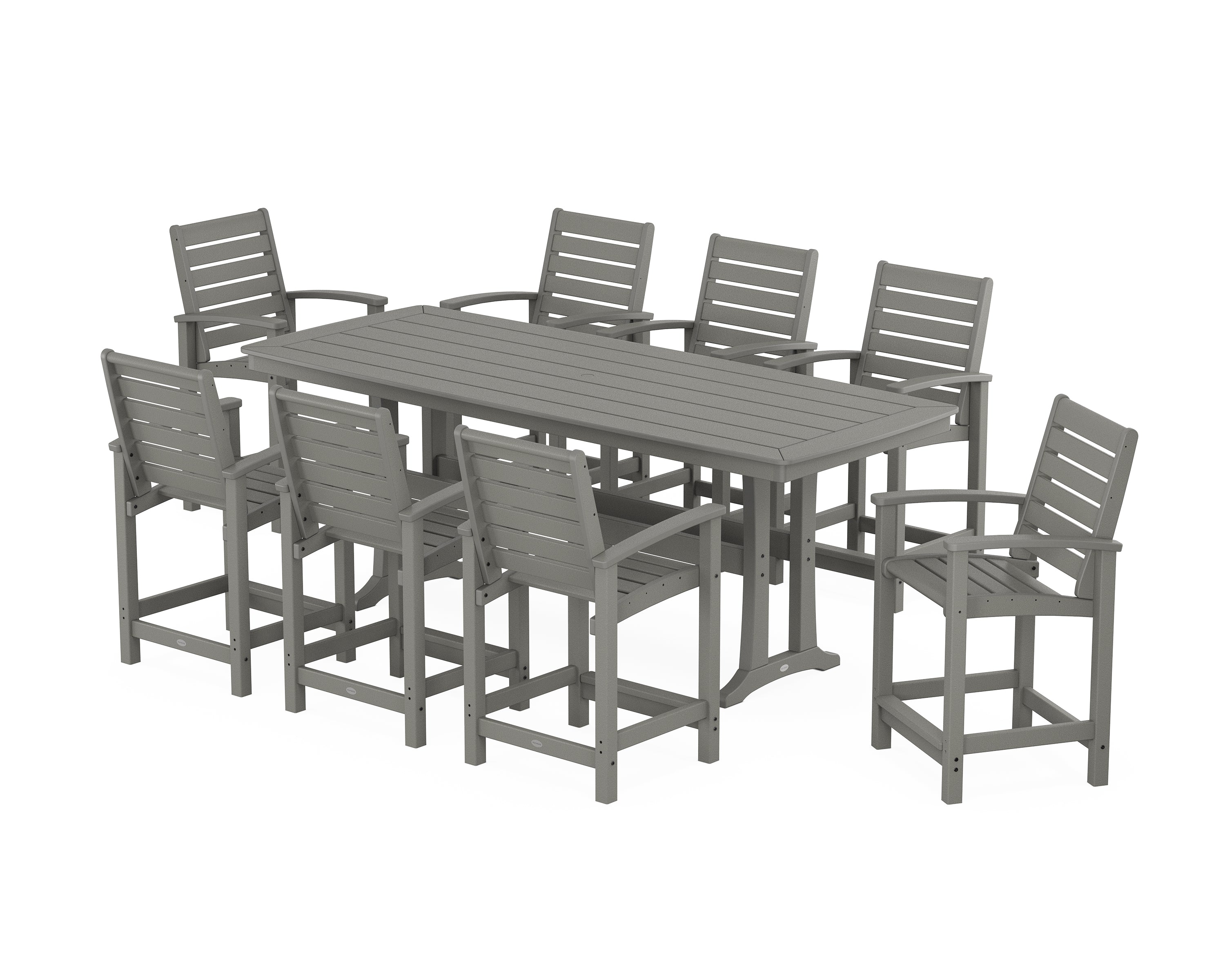 POLYWOOD Signature 9-Piece Counter Set with Trestle Legs in Slate Grey