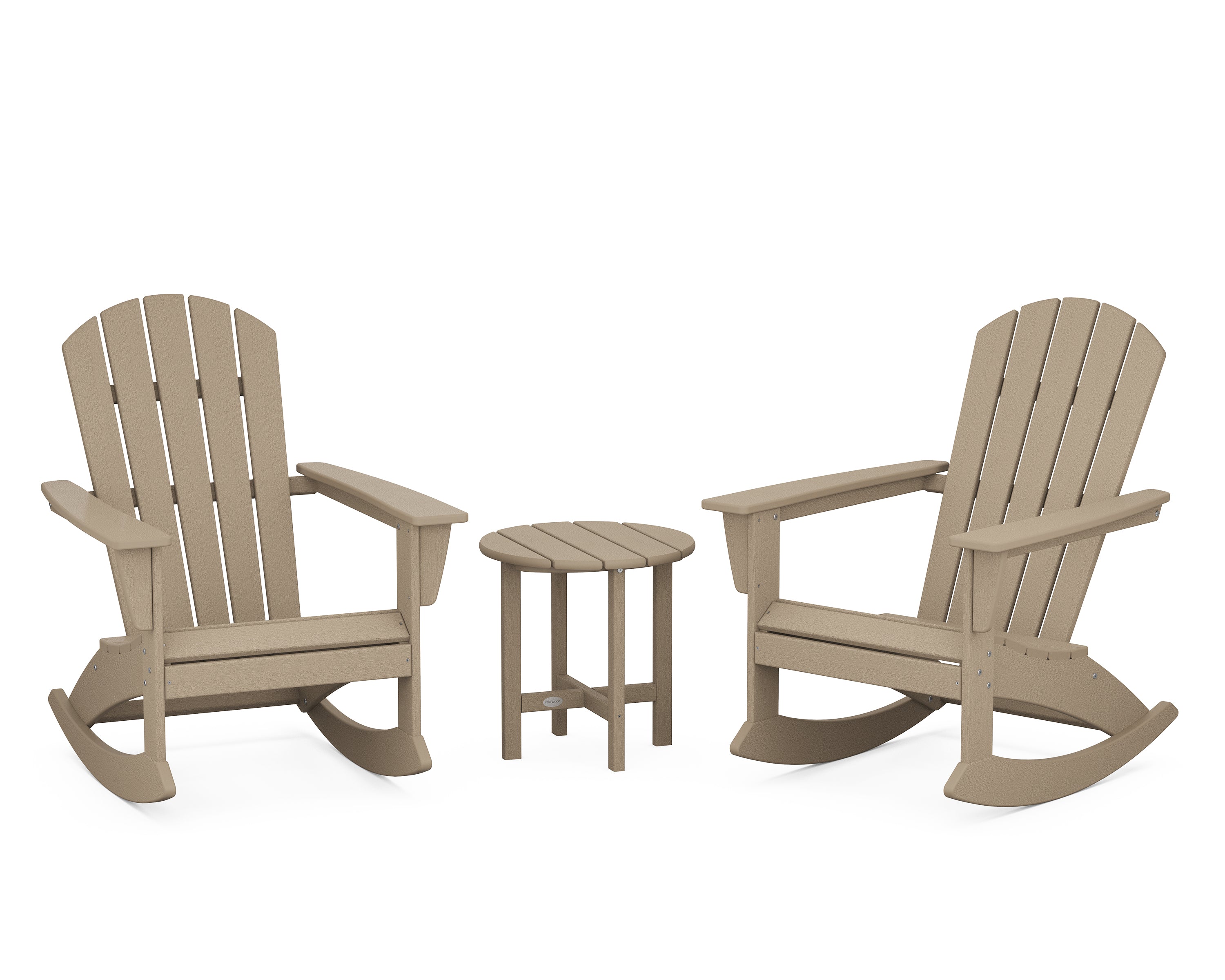 POLYWOOD Nautical 3-Piece Adirondack Rocking Chair Set in Vintage Sahara