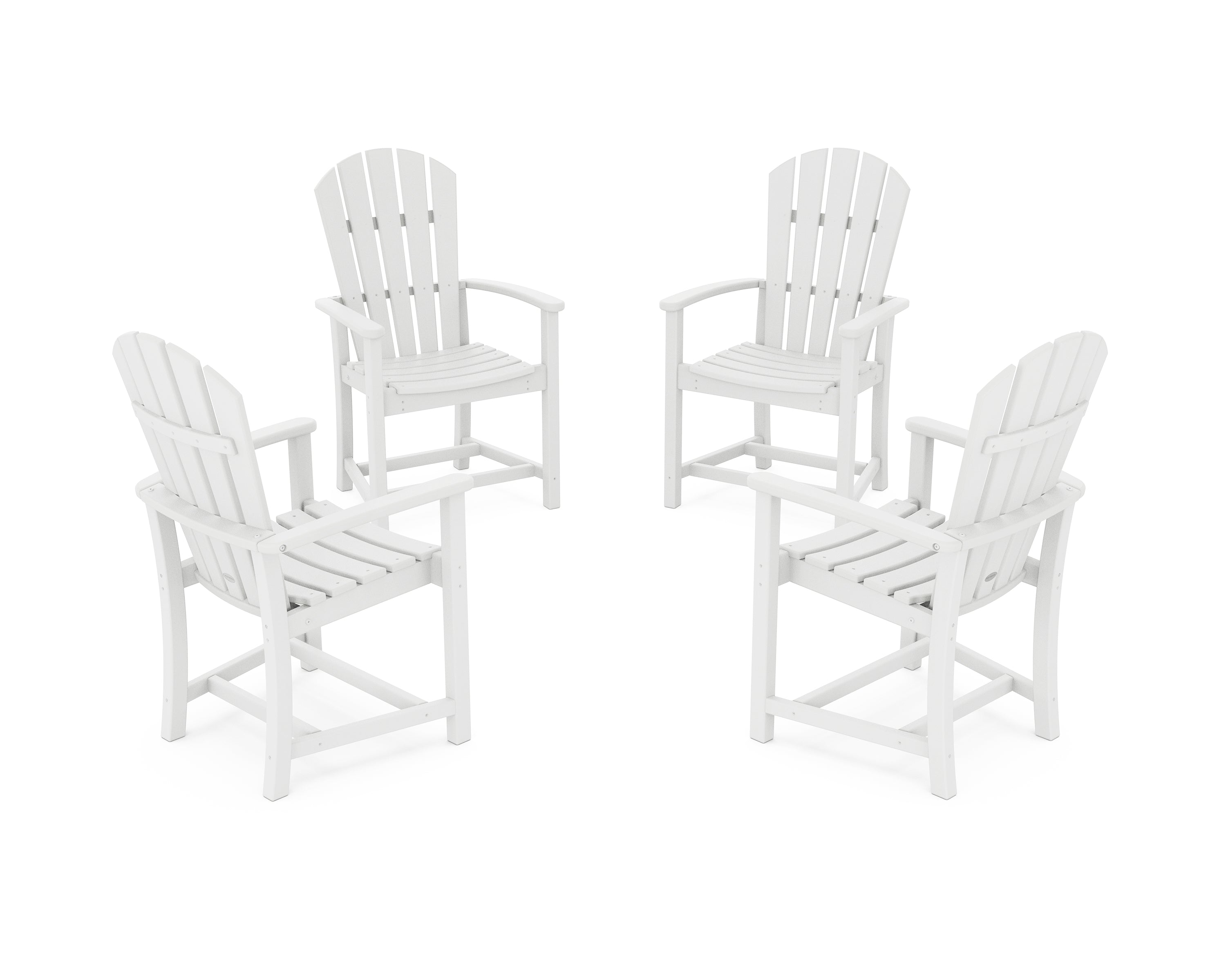 POLYWOOD Palm Coast 4-Piece Upright Adirondack Conversation Set in White