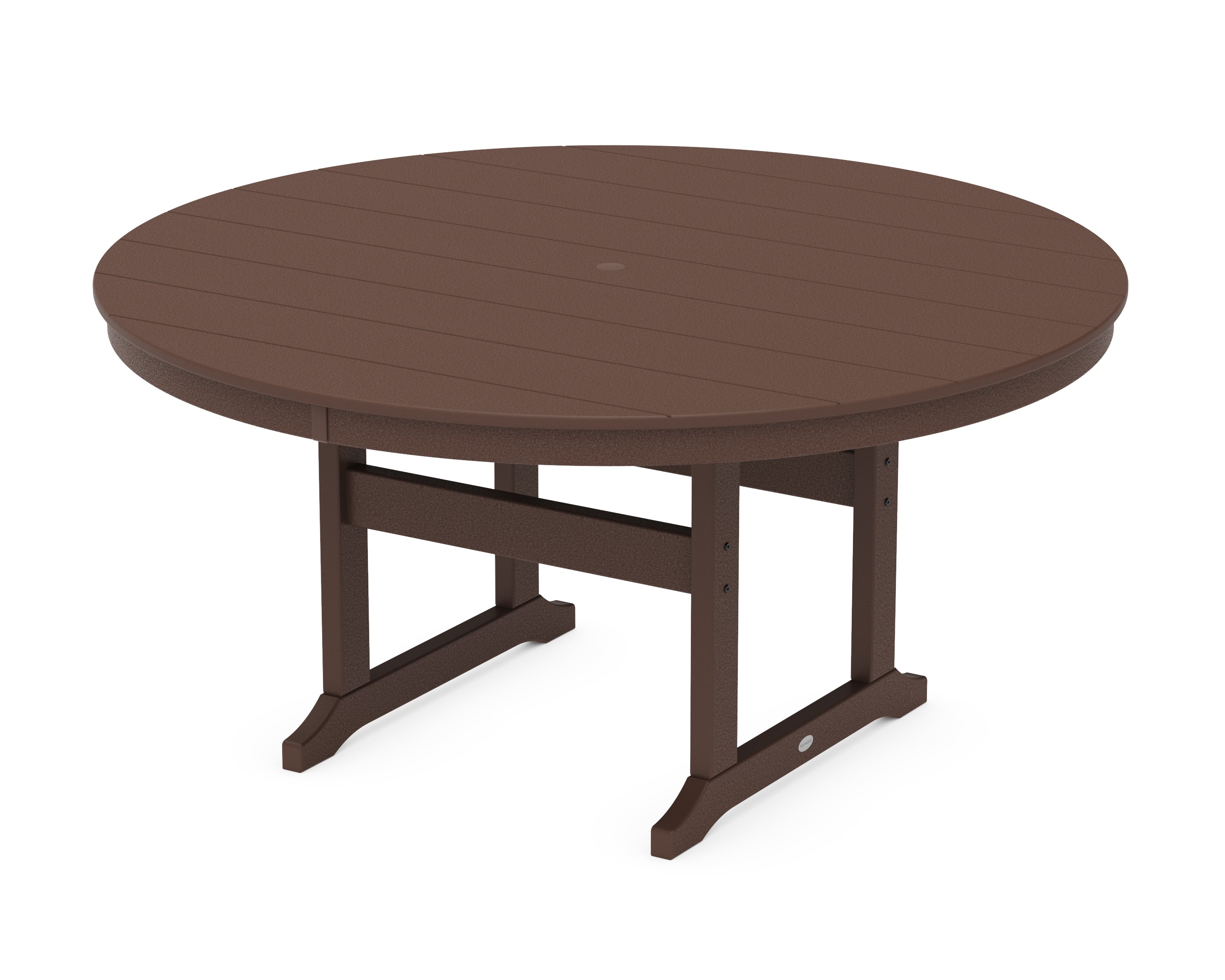 POLYWOOD 60” Round Farmhouse Dining Table in Mahogany