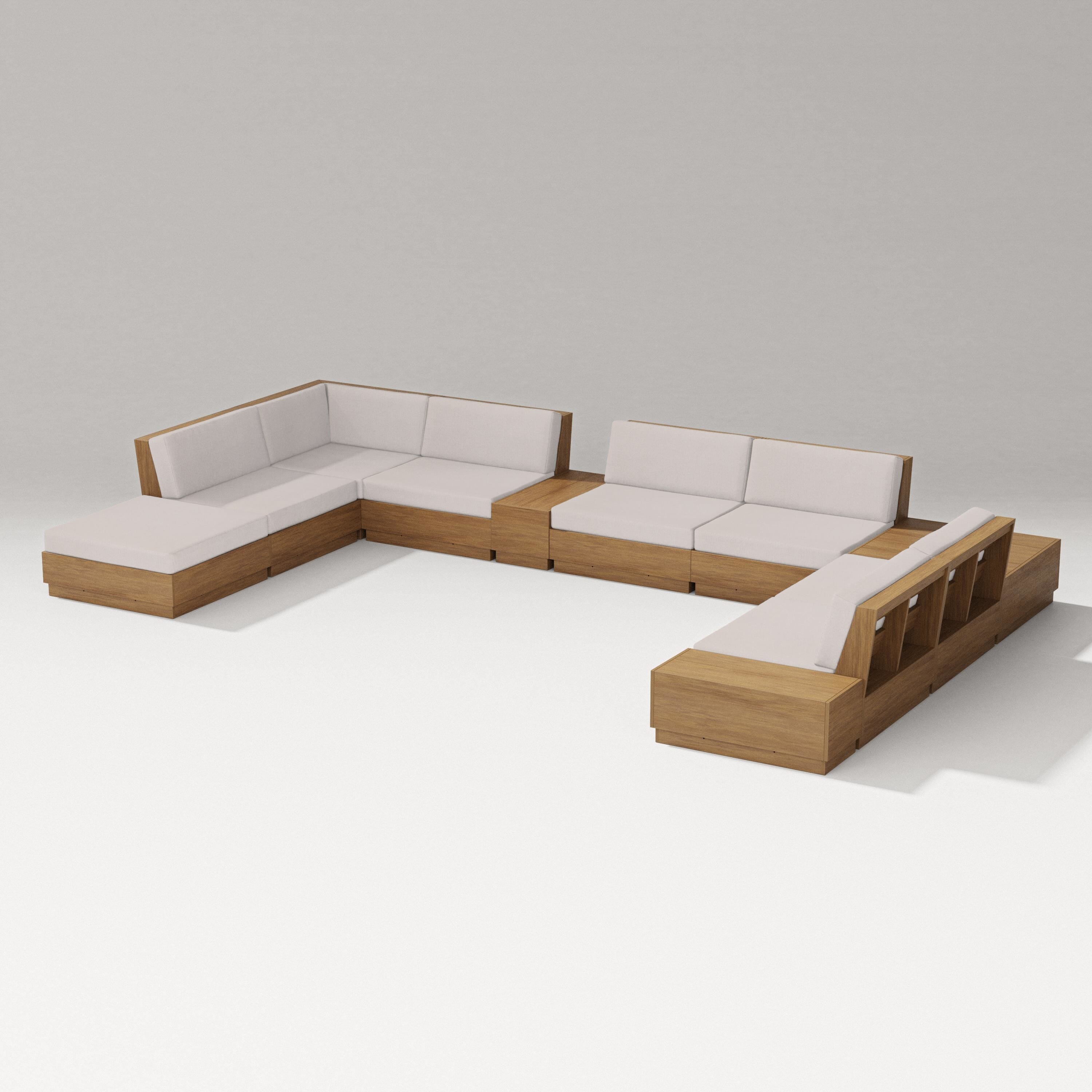 PW Designer Series Elevate 11-Piece Conversation Sectional Set in Natural / Dune Burlap