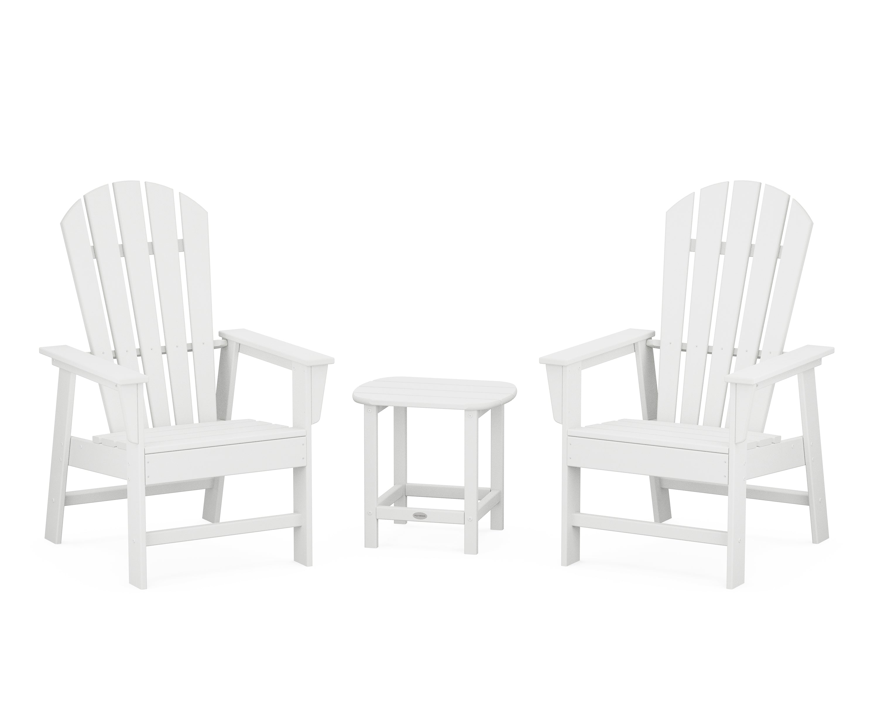 POLYWOOD South Beach Casual Chair 3-Piece Set with 18" South Beach Side Table in White