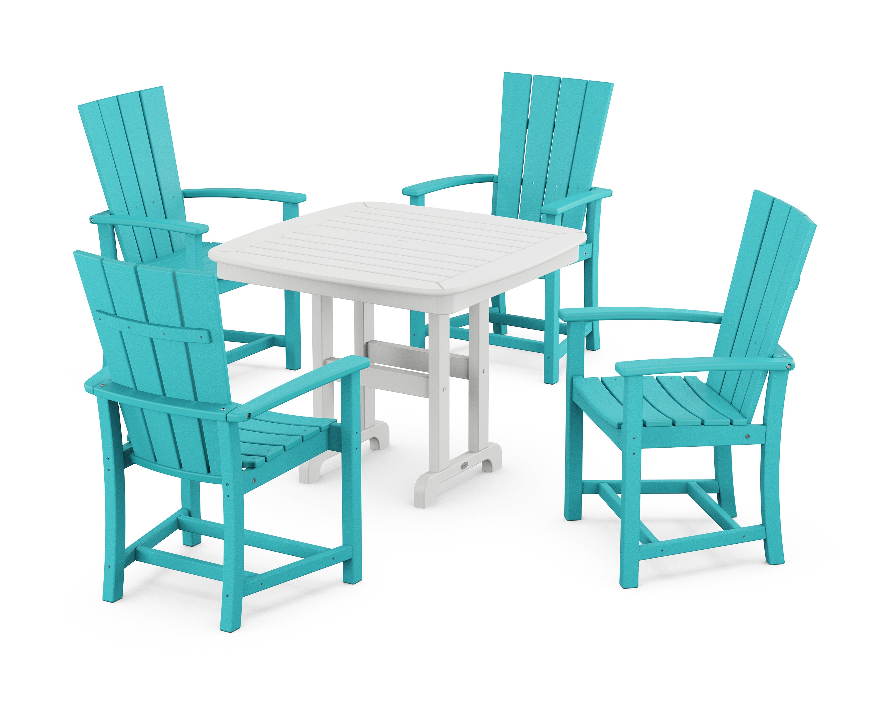 POLYWOOD Quattro 5-Piece Dining Set in Aruba / White