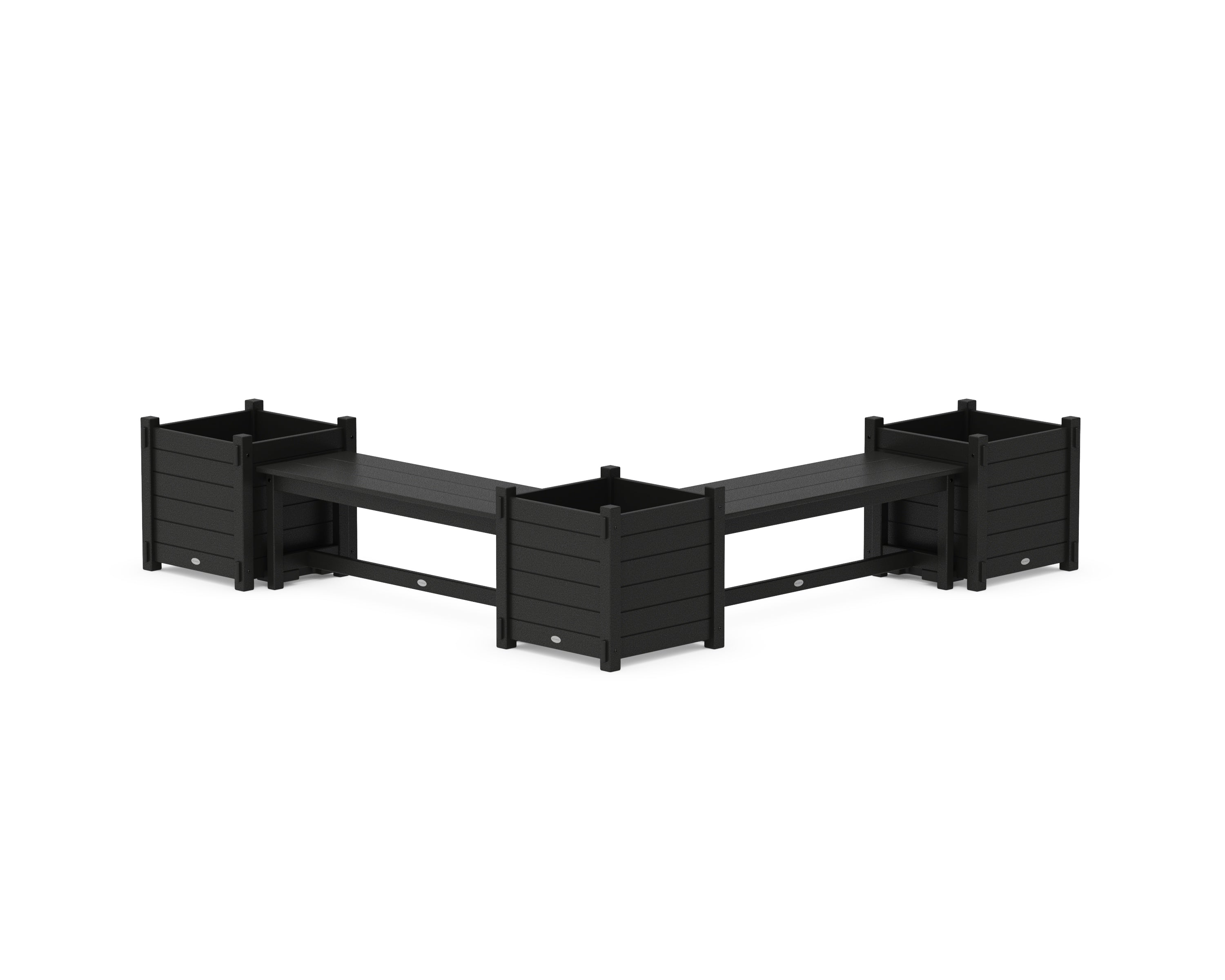 POLYWOOD 48" Nautical L- Shaped Planter Bench Corner Set - Large in Black