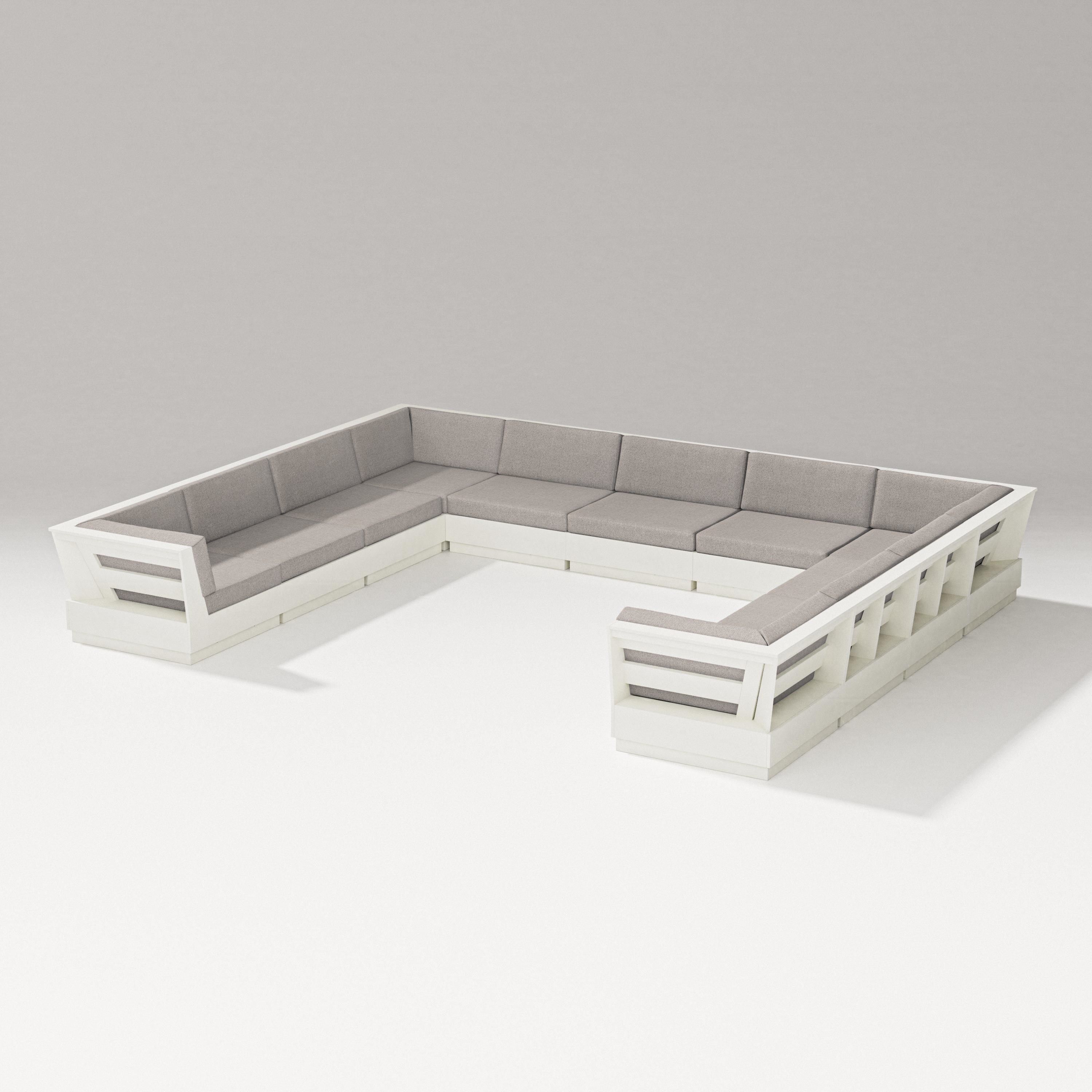 PW Designer Series Elevate Large U-Shaped Sectional in Vintage White / Weathered Tweed