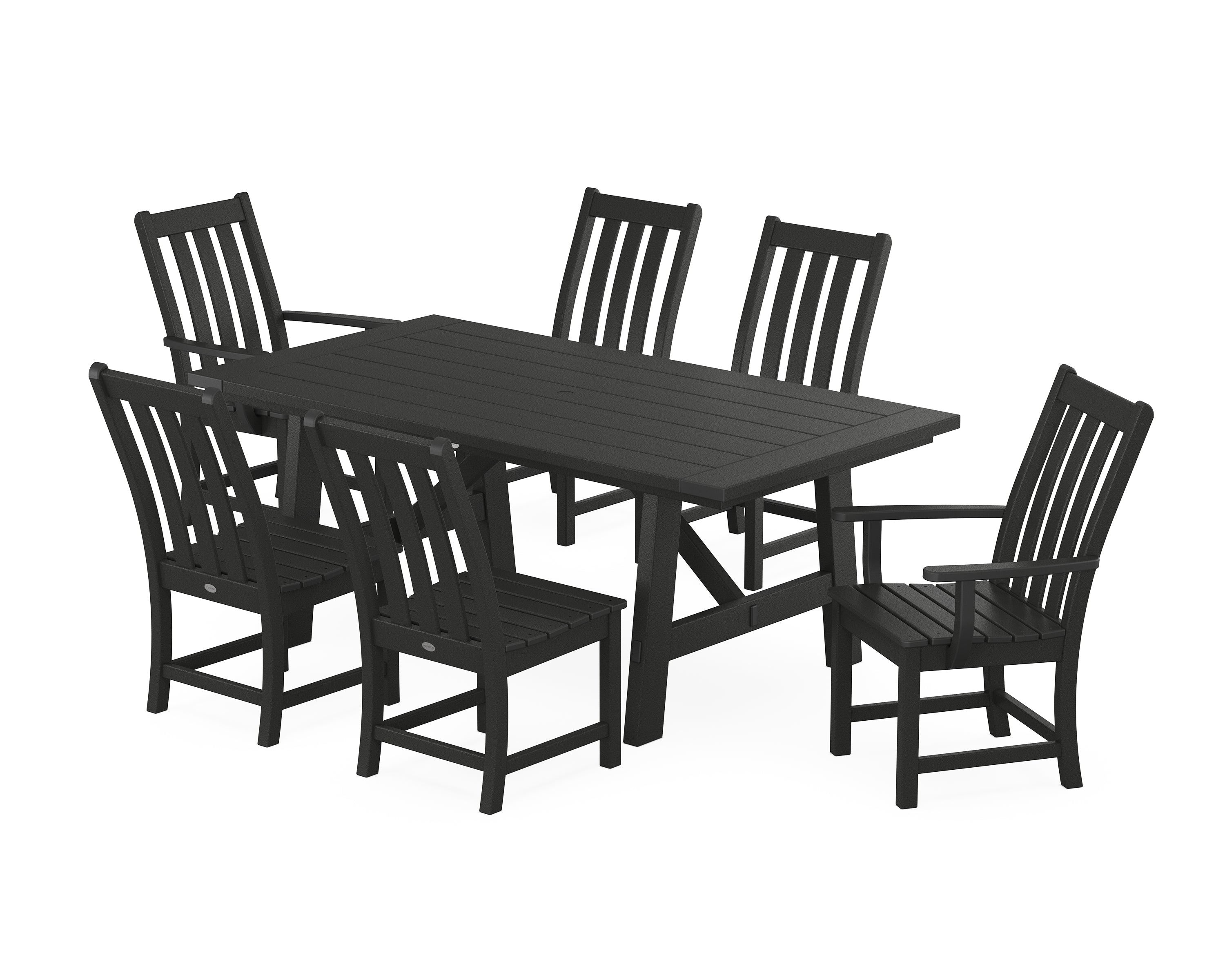 POLYWOOD Vineyard 7-Piece Rustic Farmhouse Dining Set in Black