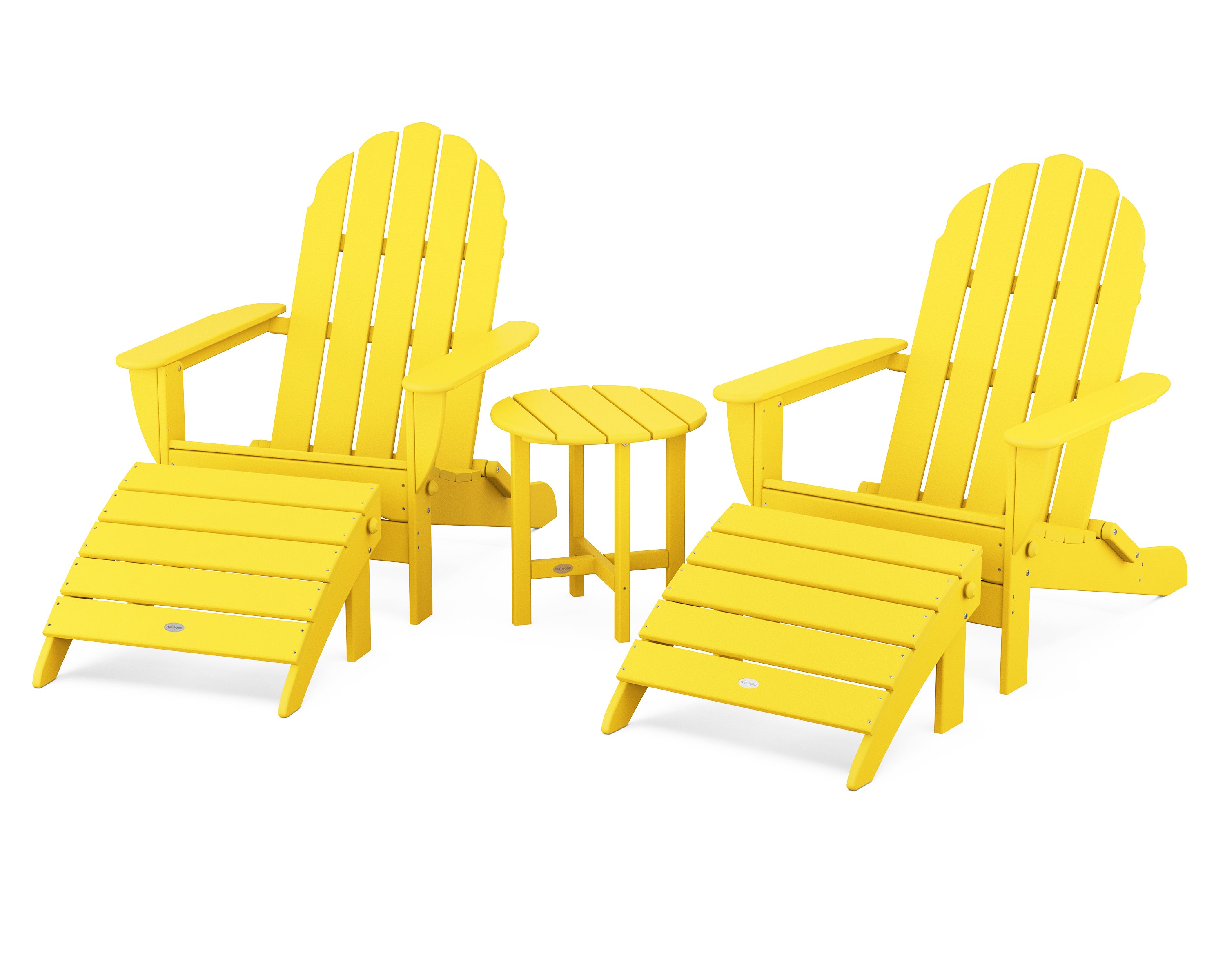POLYWOOD® Classic Oversized Adirondack 5-Piece Casual Set in Lemon
