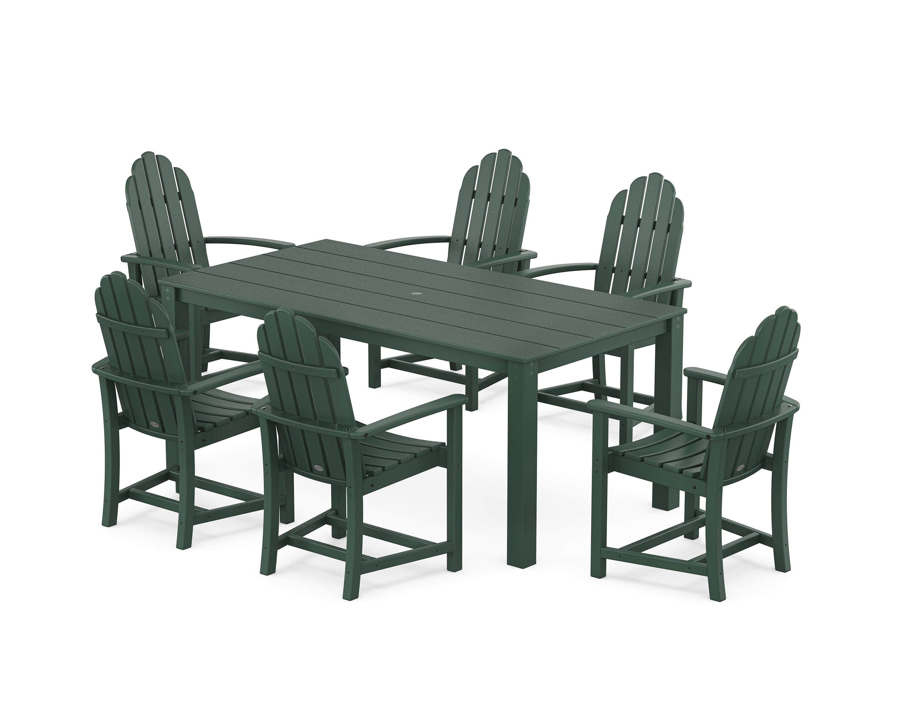 POLYWOOD Classic Adirondack 7-Piece Parsons Dining Set in Green