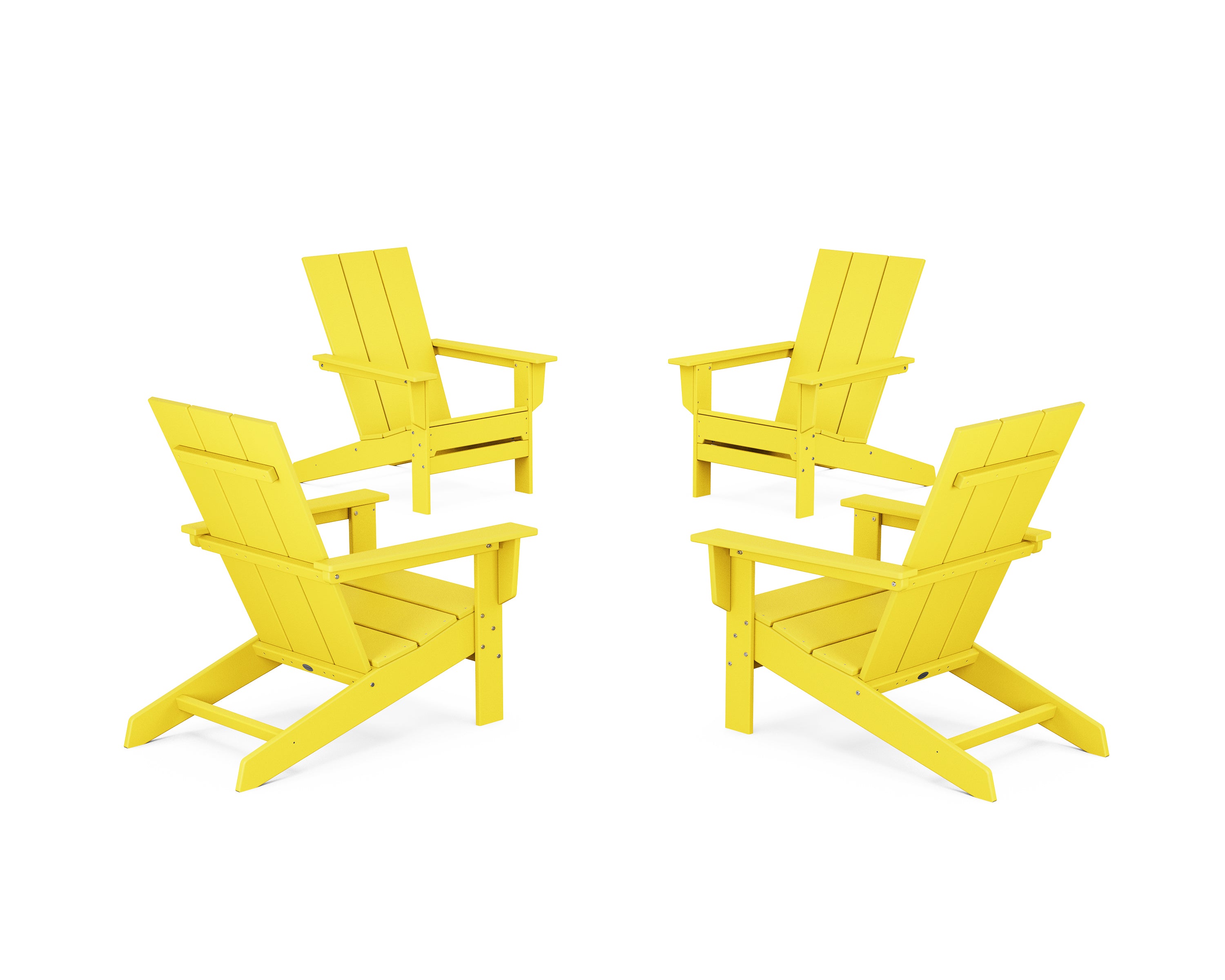 POLYWOOD 4-Piece Modern Studio Adirondack Chair Conversation Set in Lemon