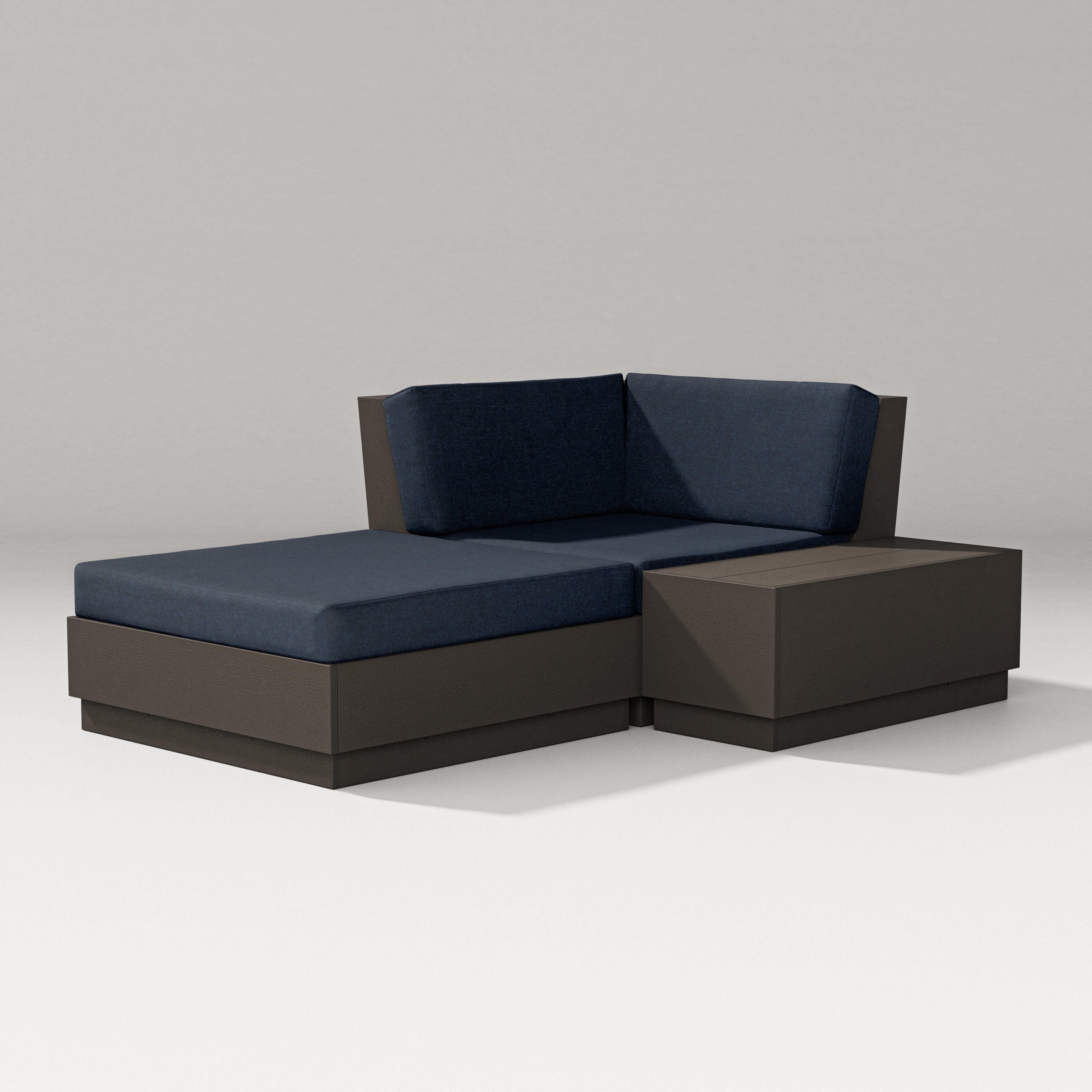 PW Designer Series Elevate Corner Chaise in Vintage Coffee / Marine Indigo