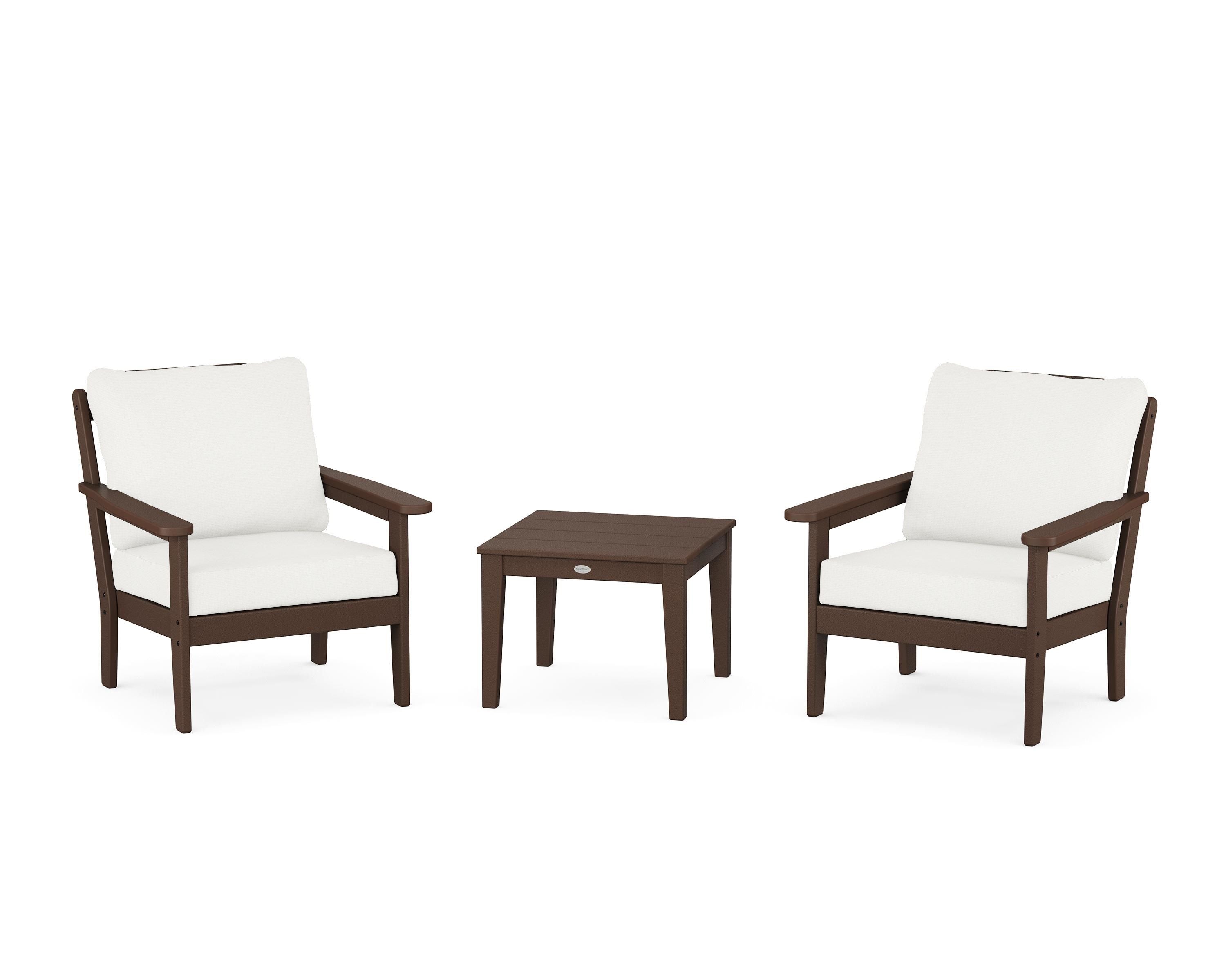 Country Living Cottage 3-Piece Deep Seating Set in Mahogany / Natural Linen