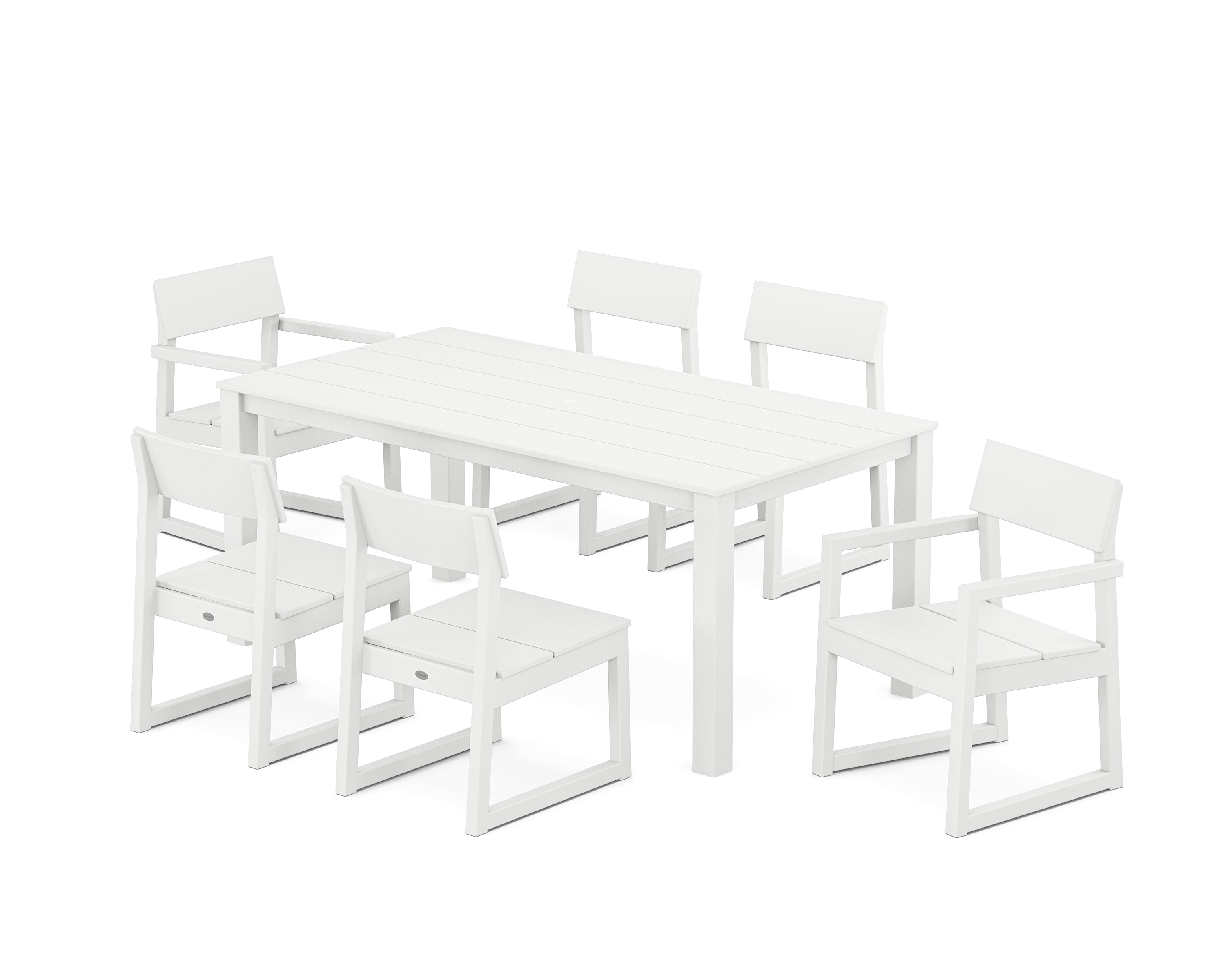 POLYWOOD EDGE 7-Piece Parsons Dining Set in White