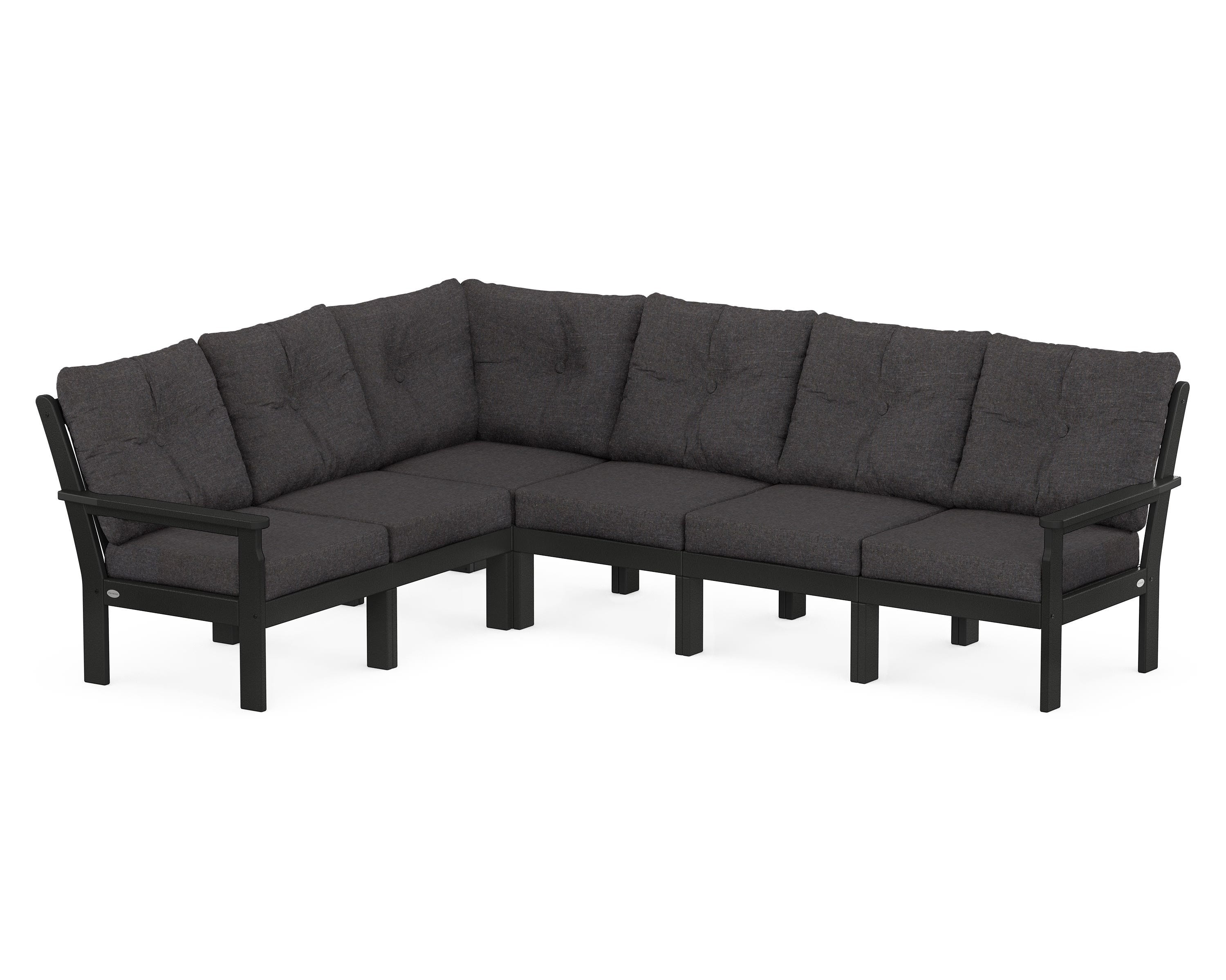 POLYWOOD Vineyard 6-Piece Sectional in Black / Ash Charcoal