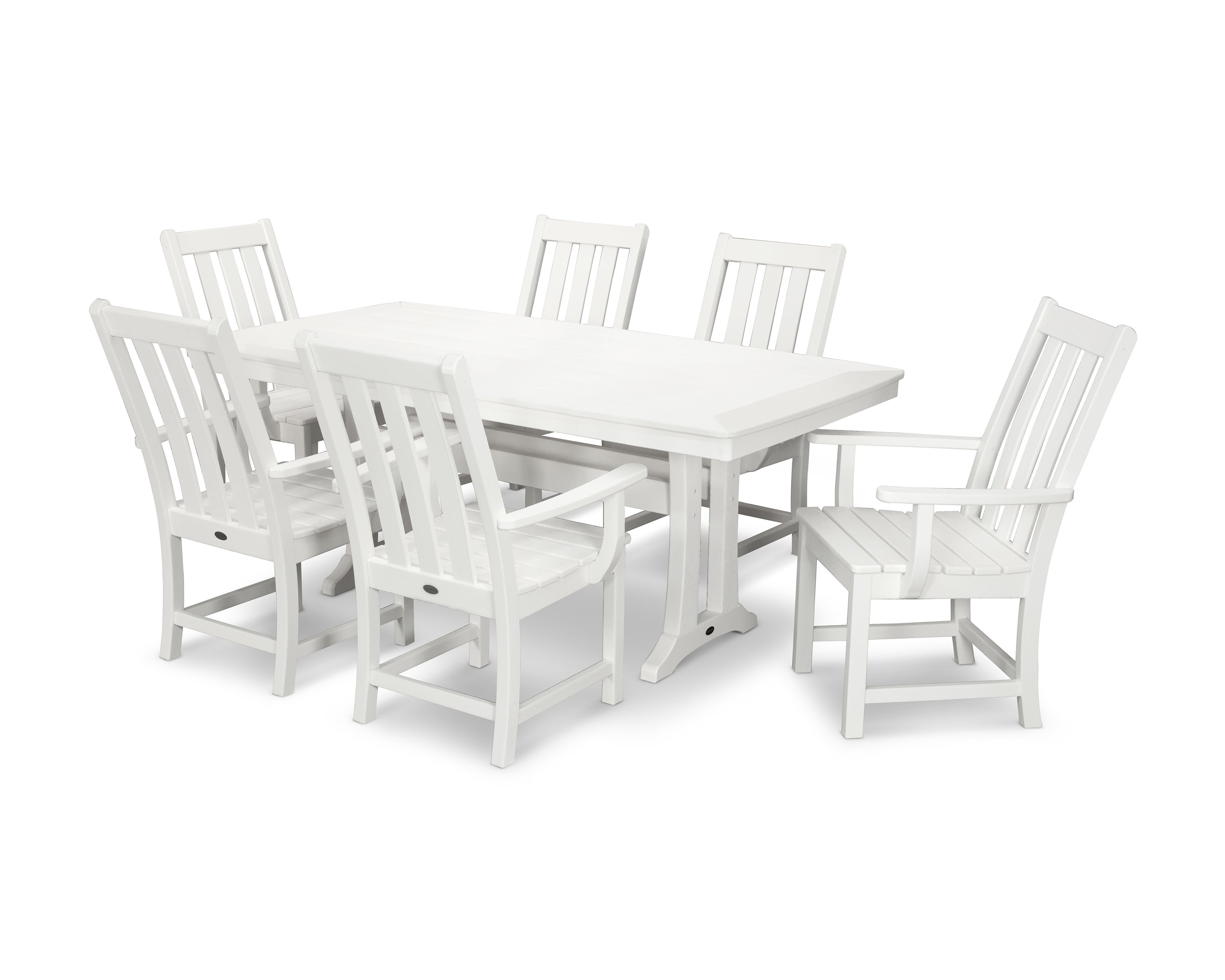 POLYWOOD Vineyard 7-Piece Arm Chair Dining Set in White