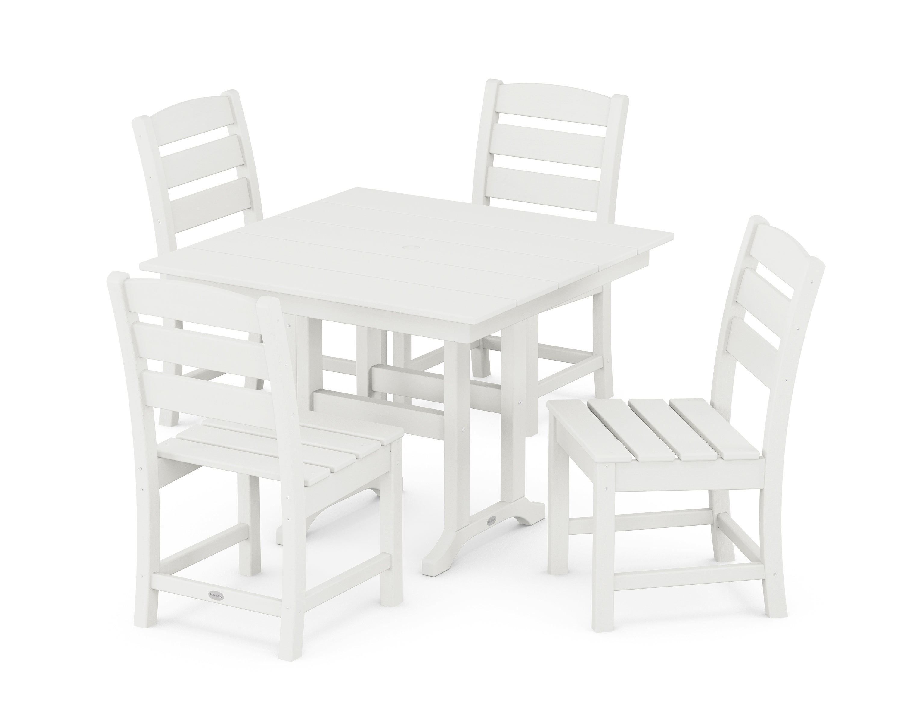 POLYWOOD® Lakeside Side Chair 5-Piece Farmhouse Dining Set in Vintage White