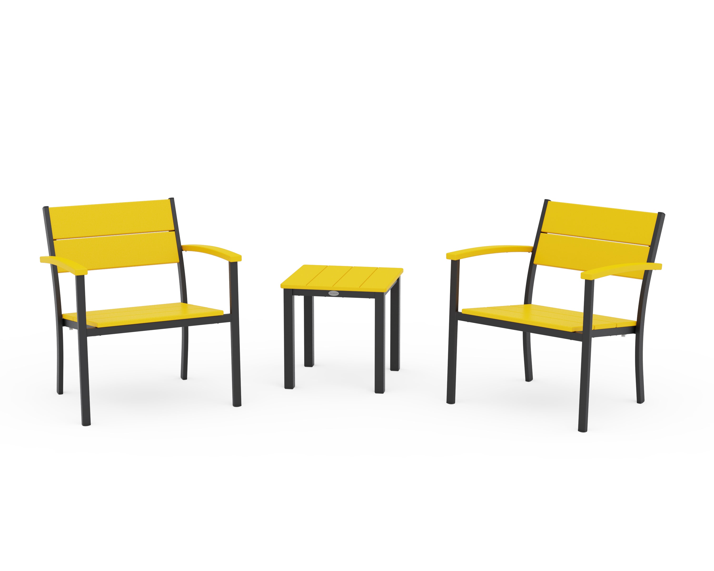 POLYWOOD Main Street 3-Piece Lounge Chair Set in Black / Lemon