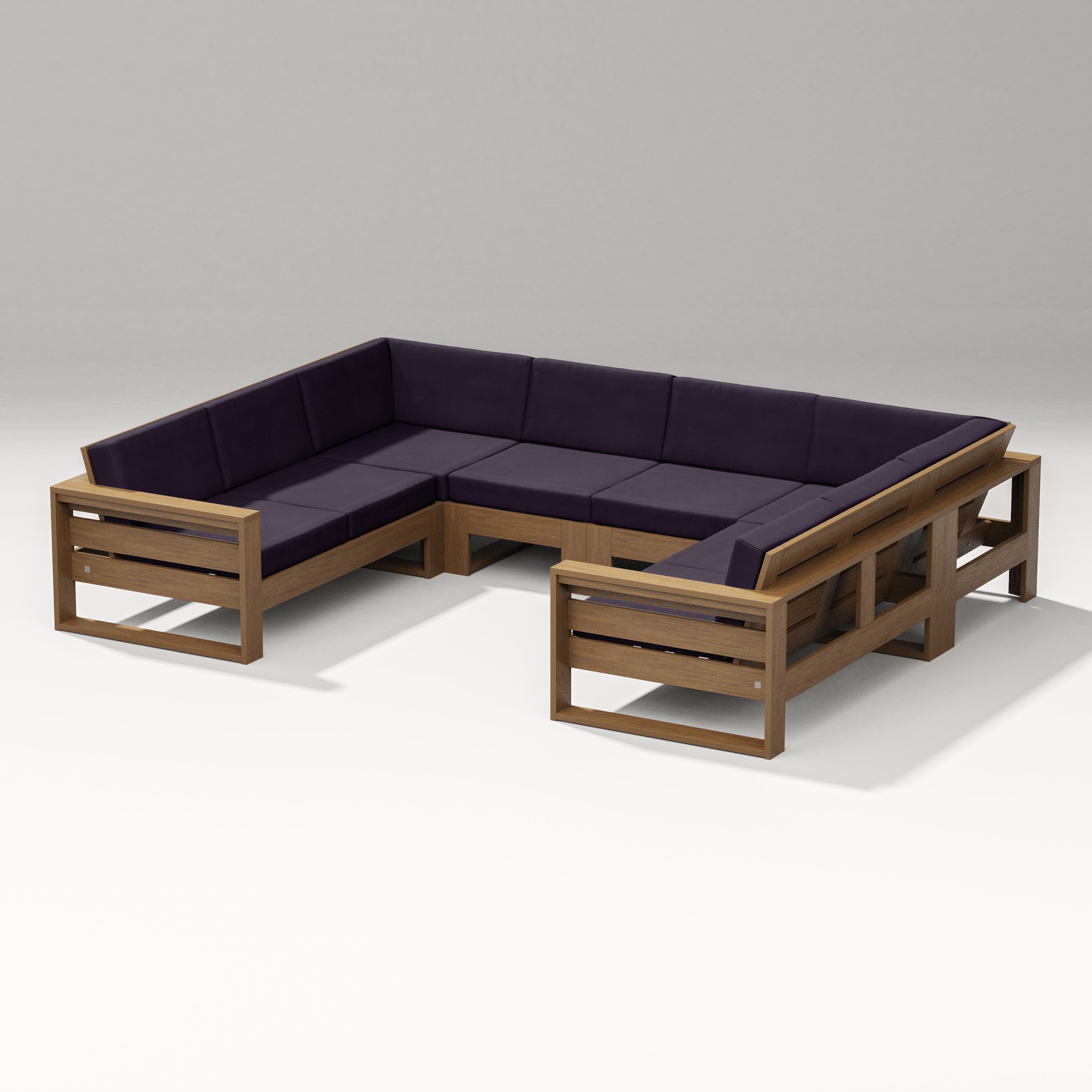 PW Designer Series Latitude U-Shaped Sectional in Natural / Navy Linen