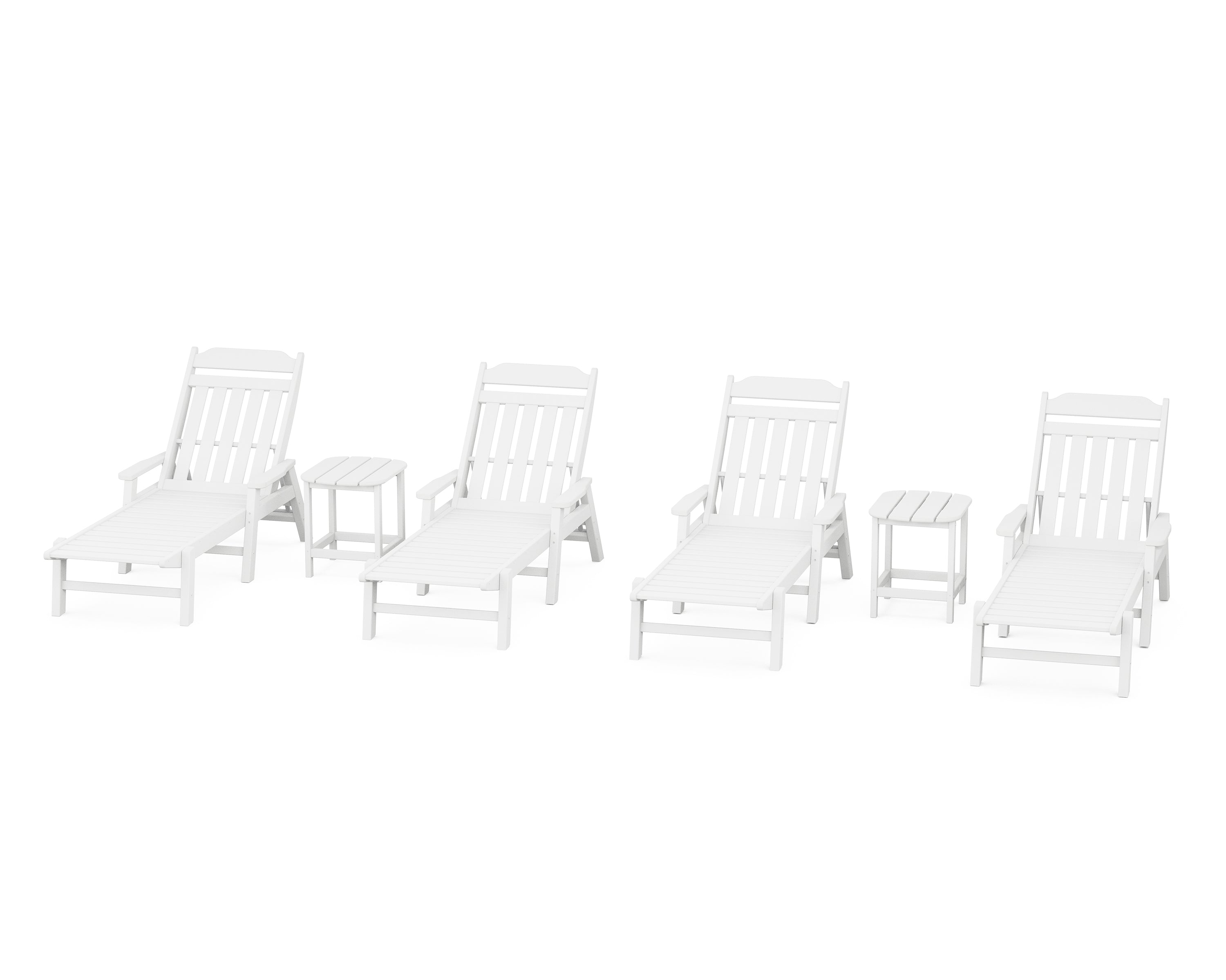Country Living Cottage 6-Piece Chaise Set with Arms in White