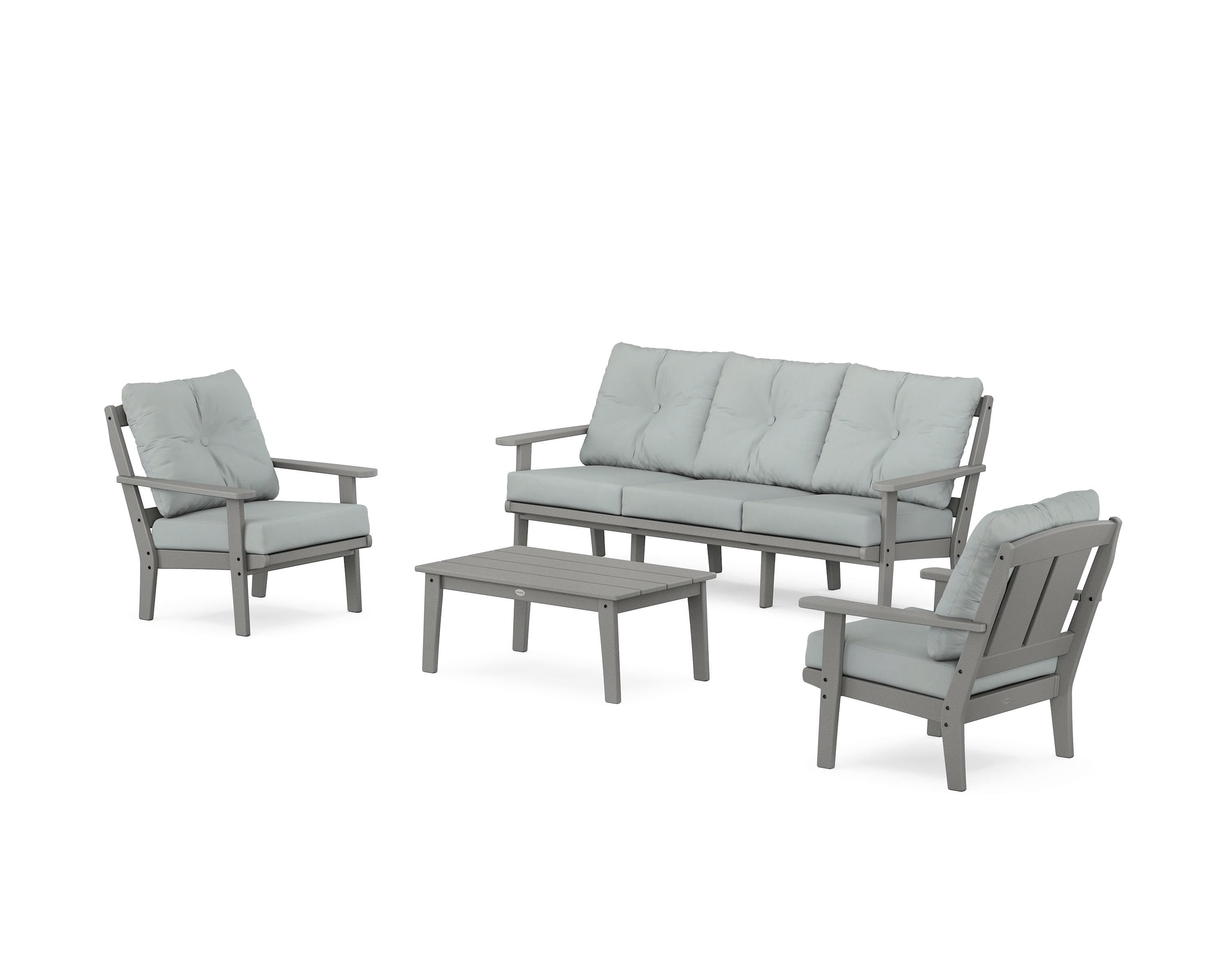 POLYWOOD Mission 4-Piece Deep Seating Set with Sofa in Slate Grey / Spa