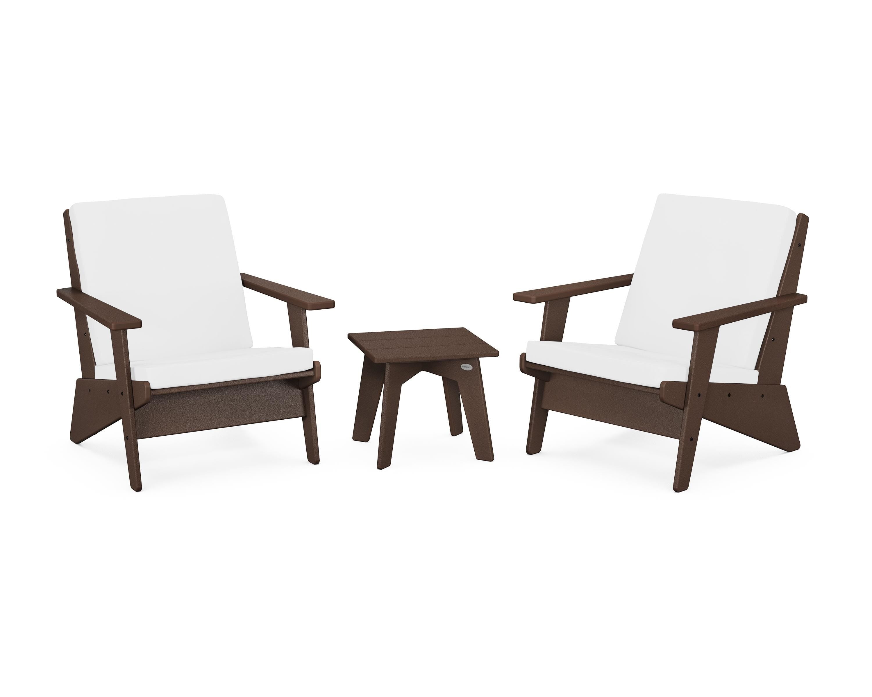 POLYWOOD Riviera Modern Lounge 3-Piece Set in Mahogany / Natural