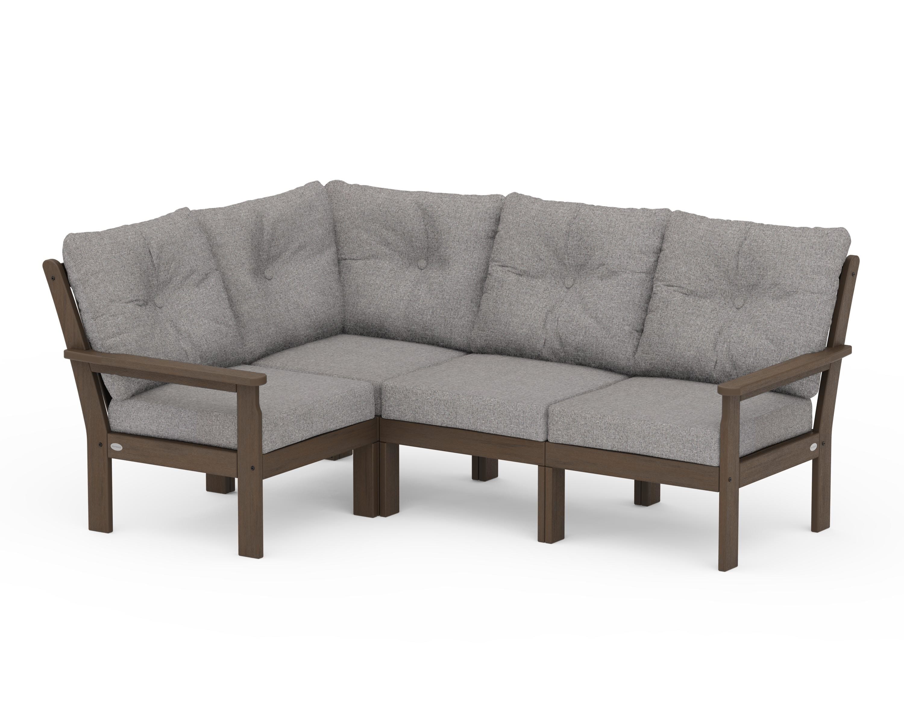 POLYWOOD Vineyard 4-Piece Sectional in Kona / Grey Mist