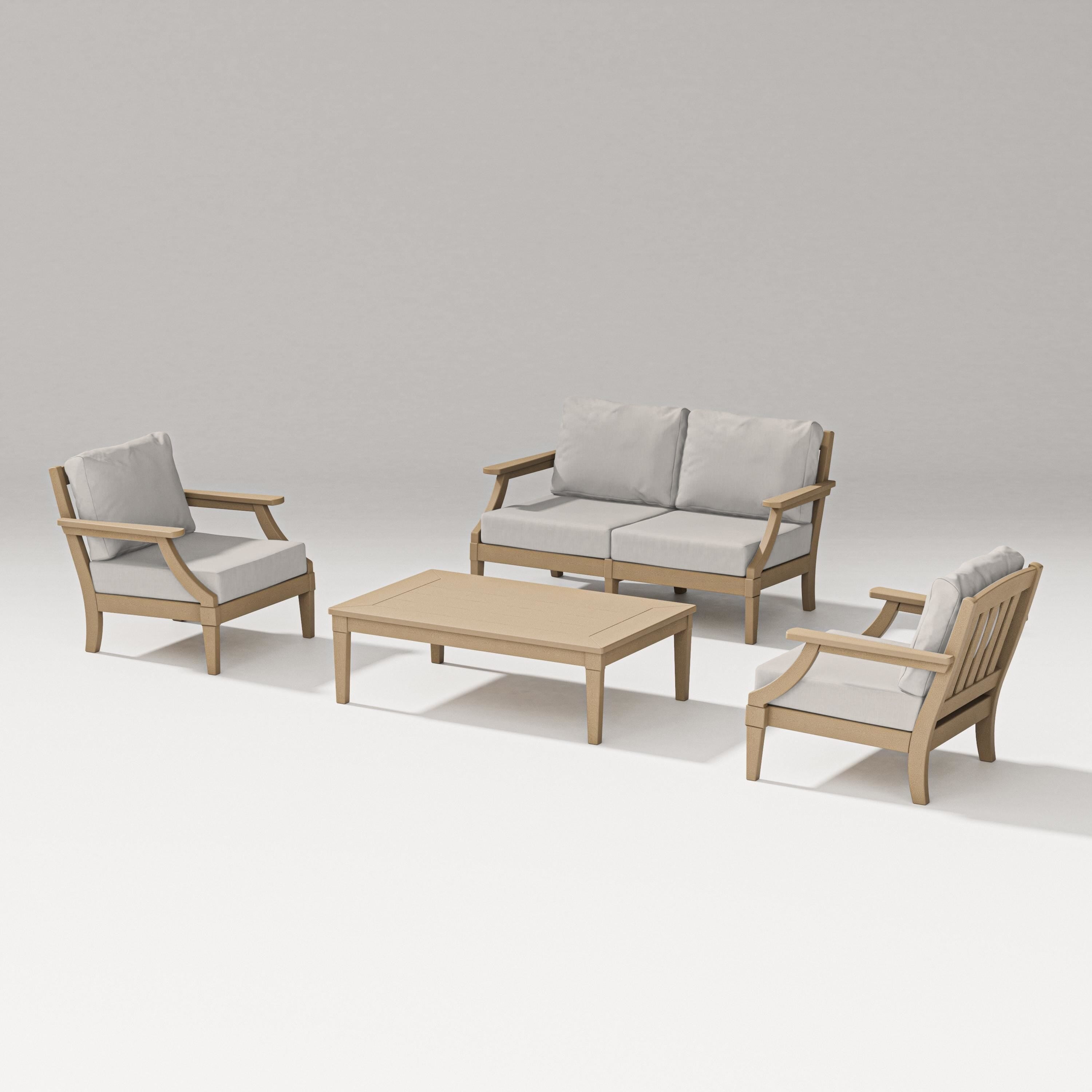 PW Designer Series Estate Lounge 4-Piece Loveseat Set in Vintage Sahara / Cast Ash