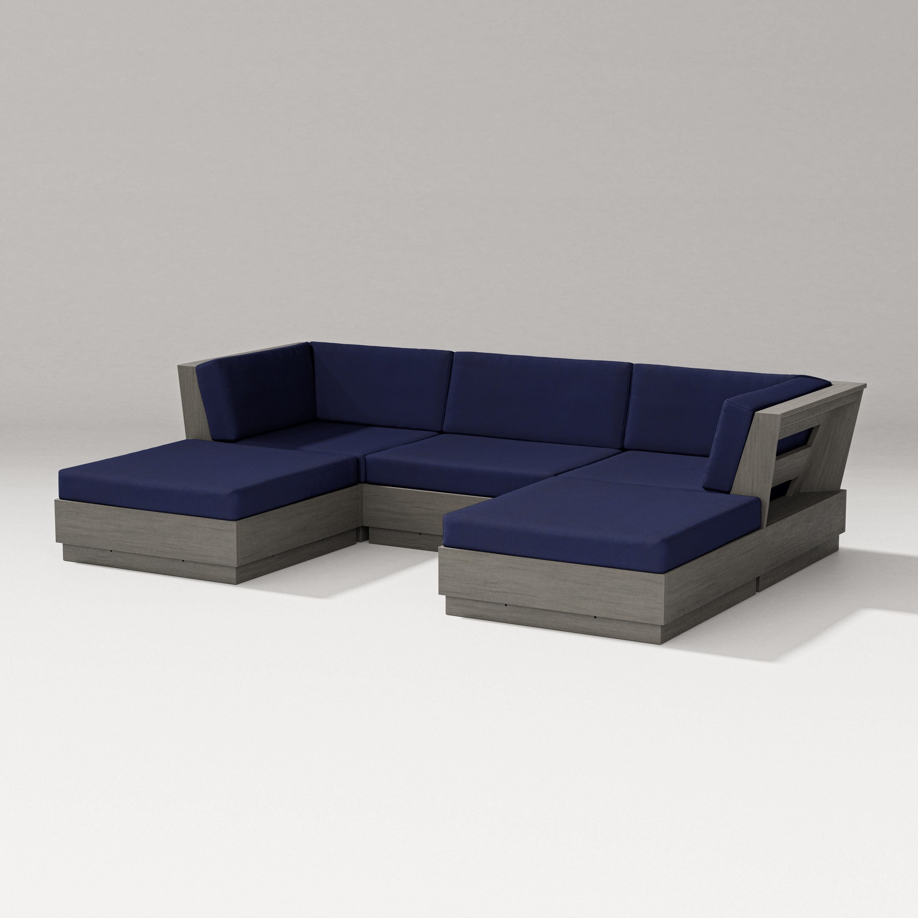 PW Designer Series Elevate Double Chaise Sectional in Driftwood / Navy