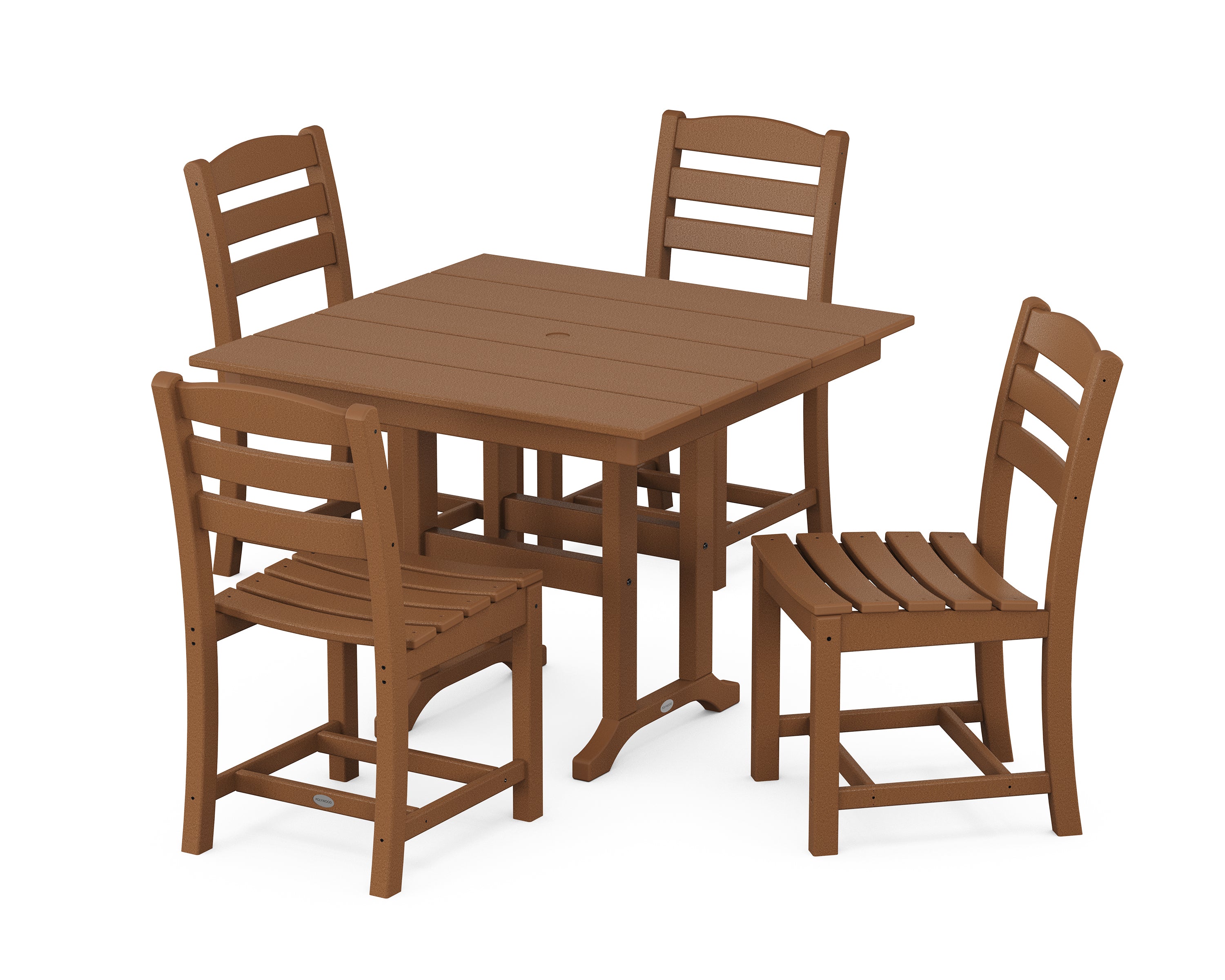 POLYWOOD La Casa Café Side Chair 5-Piece Farmhouse Dining Set in Teak