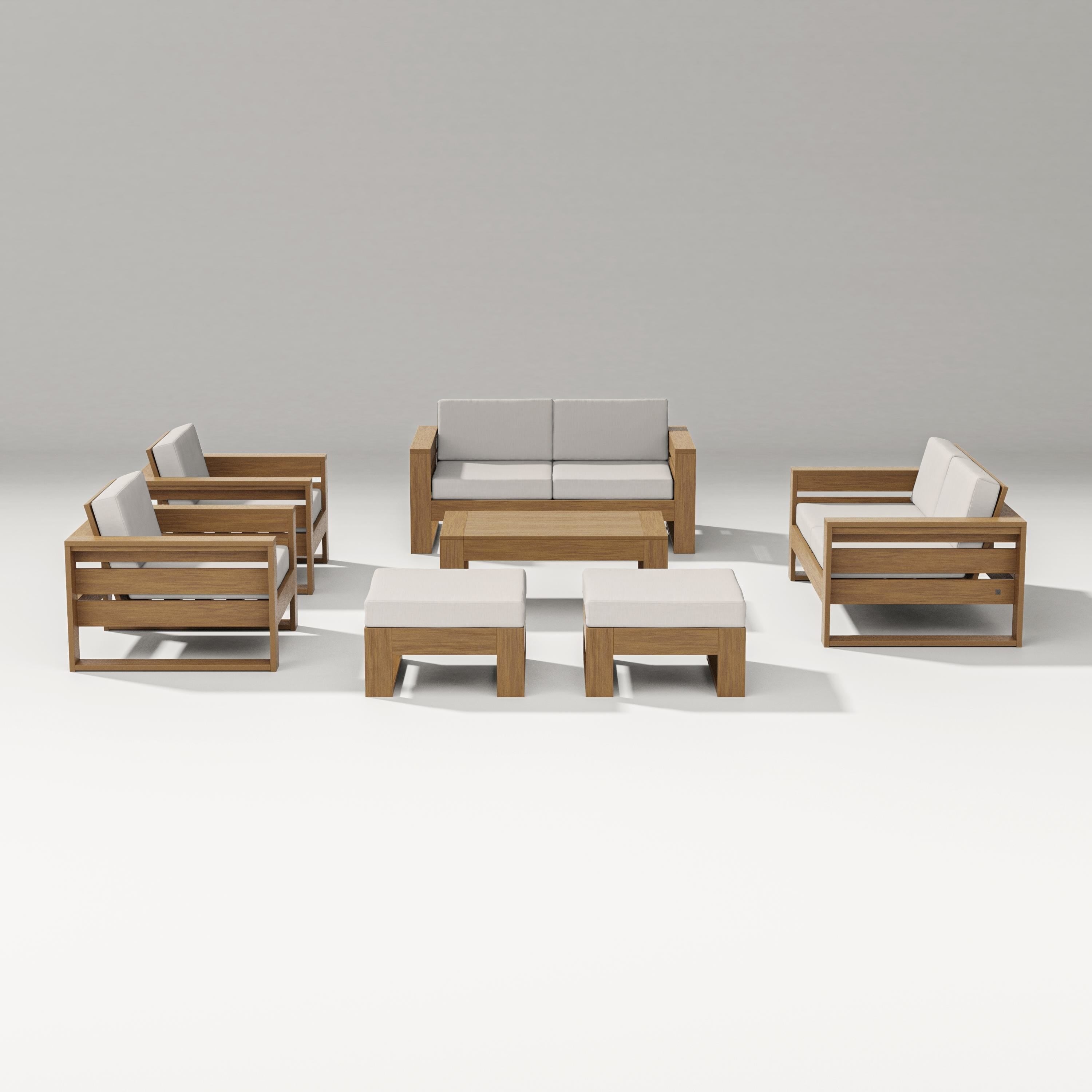 PW Designer Series Latitude 7-Piece Lounge Loveseat Set in Natural / Cast Ash