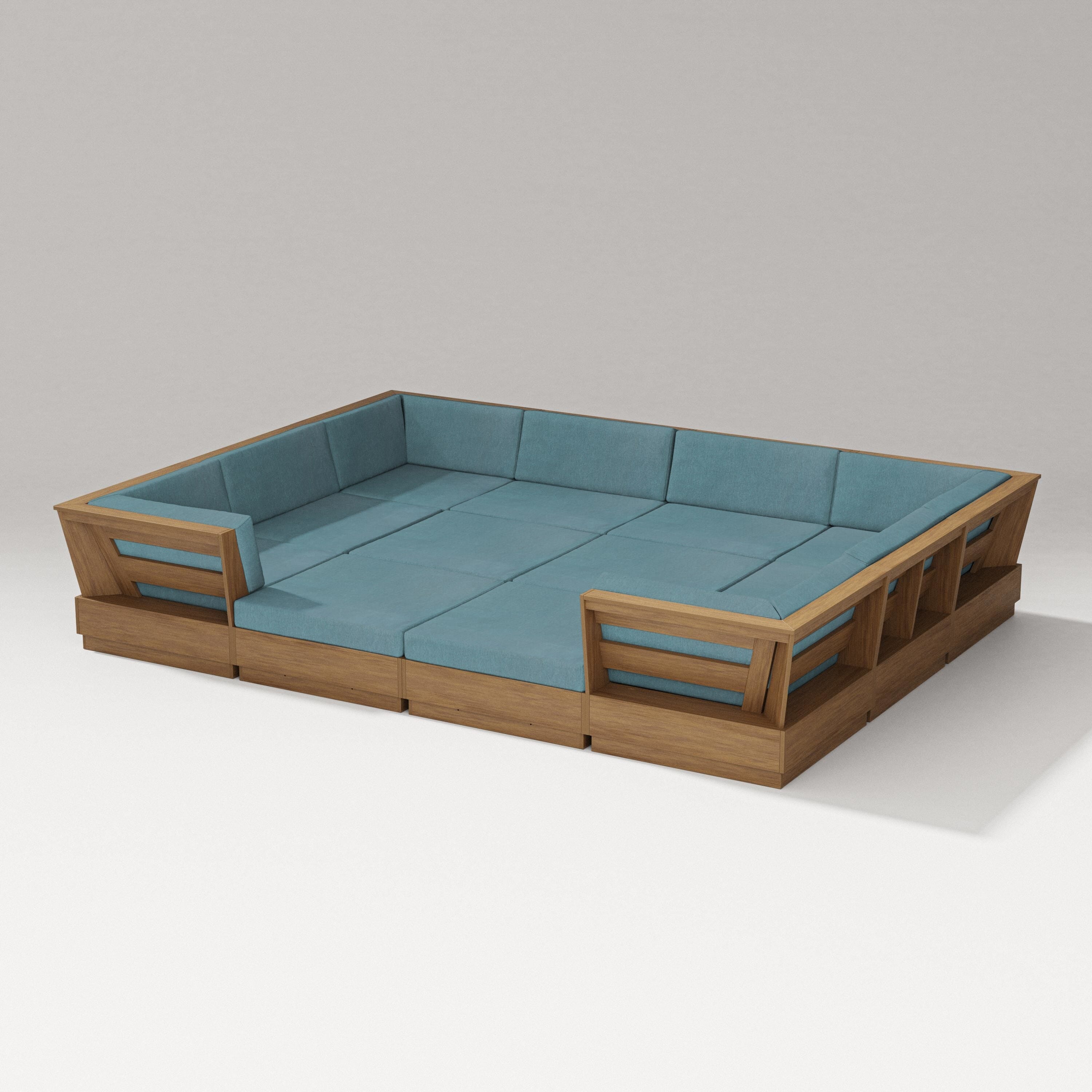 PW Designer Series Elevate 12-Piece Pit Sectional in Natural / Ocean Teal